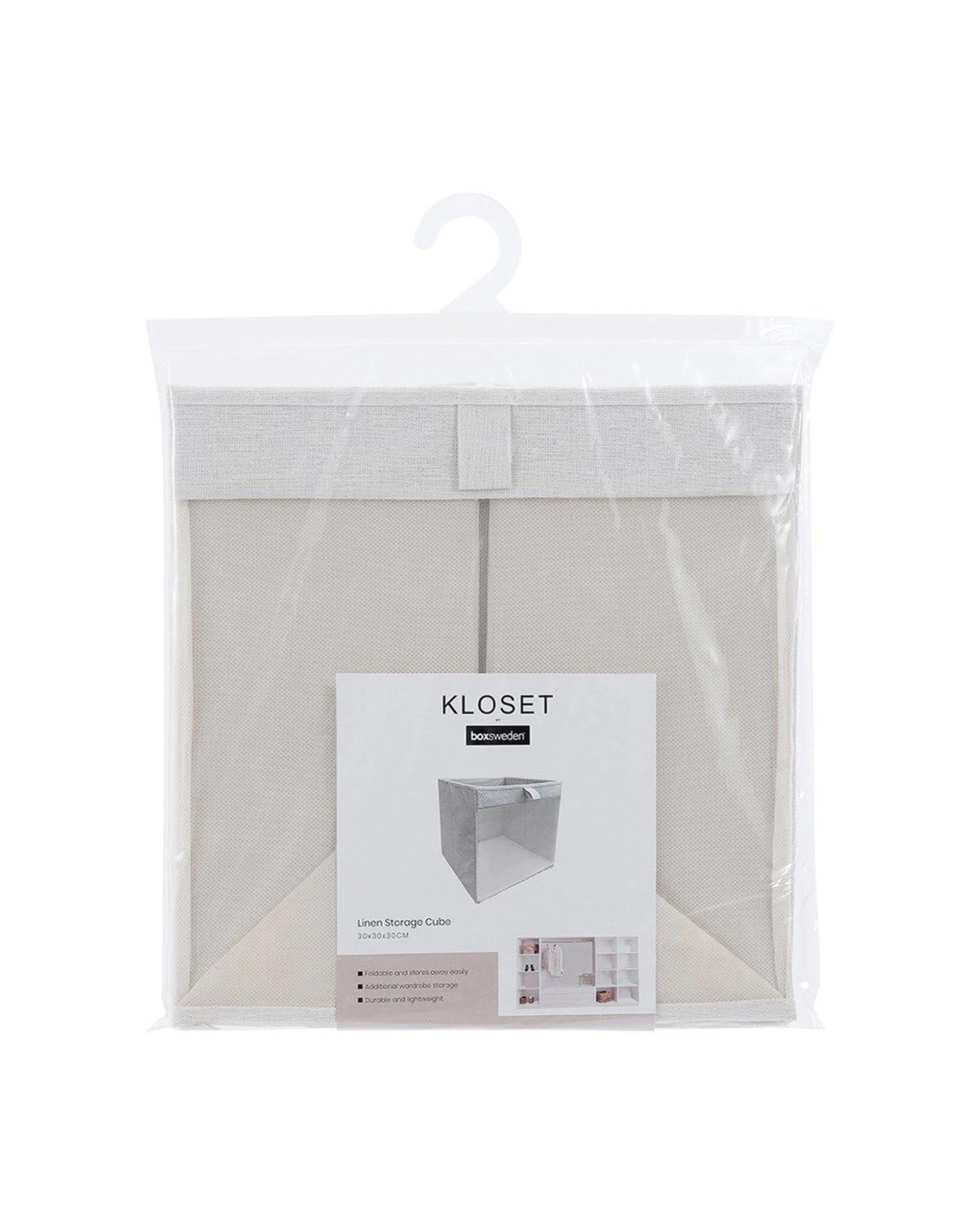 3 Boxsweden Kloset Linen Foldable Wardrobe Organising Storage Cube 30x30x30cm
 - white, 3 of 4