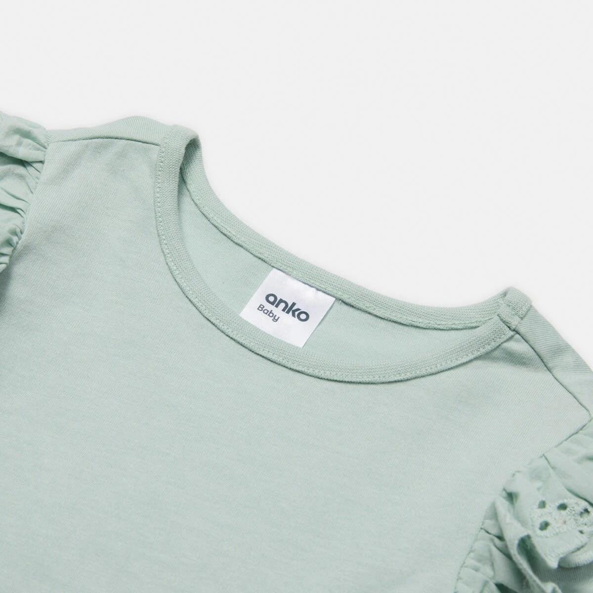 8 3 Pack Long Sleeve Broderie T-shirt Green Grey, 8 of 8