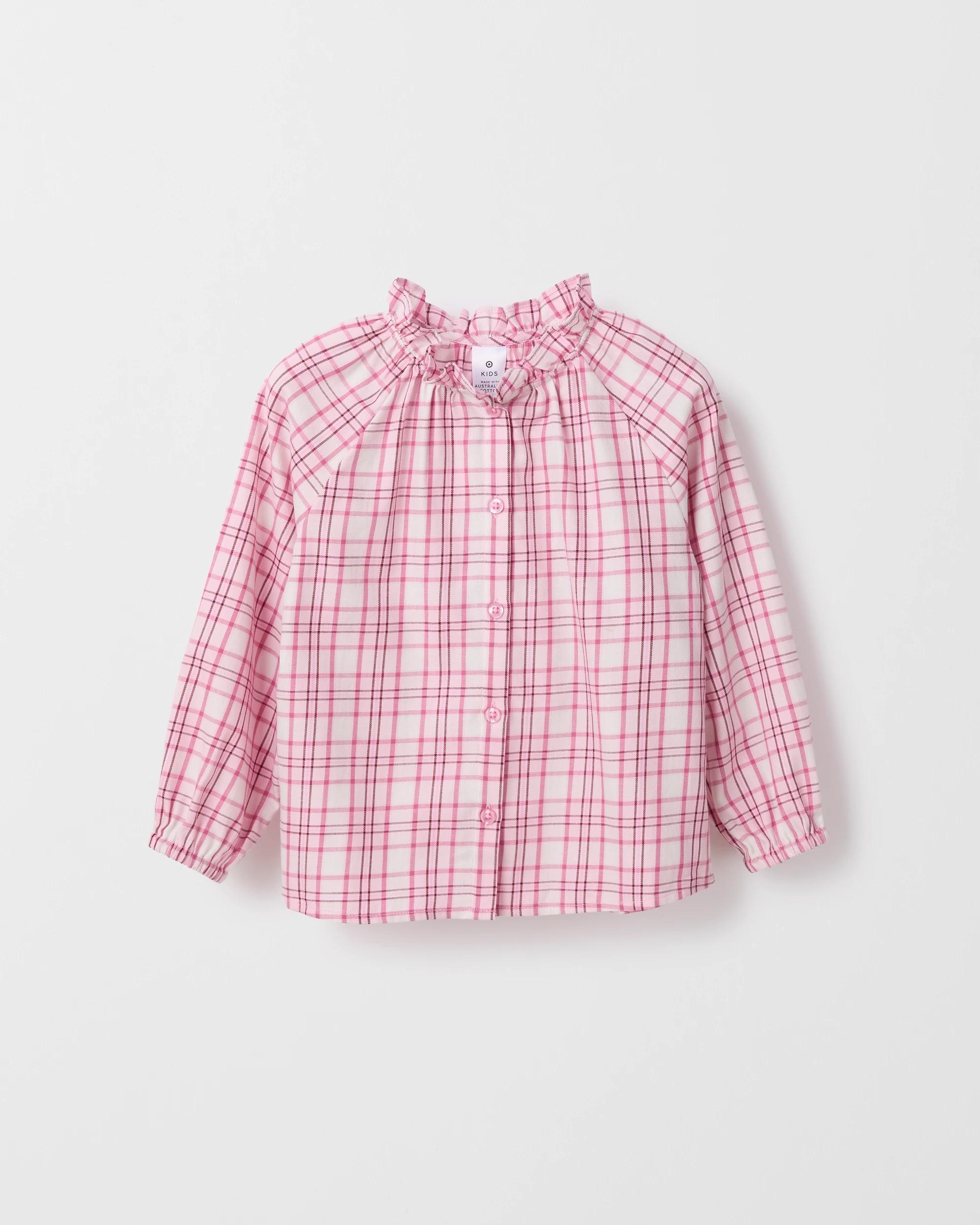 6 Target Kids Australian Cotton Fashion Woven Long Sleeve Top PINK, 6 of 7