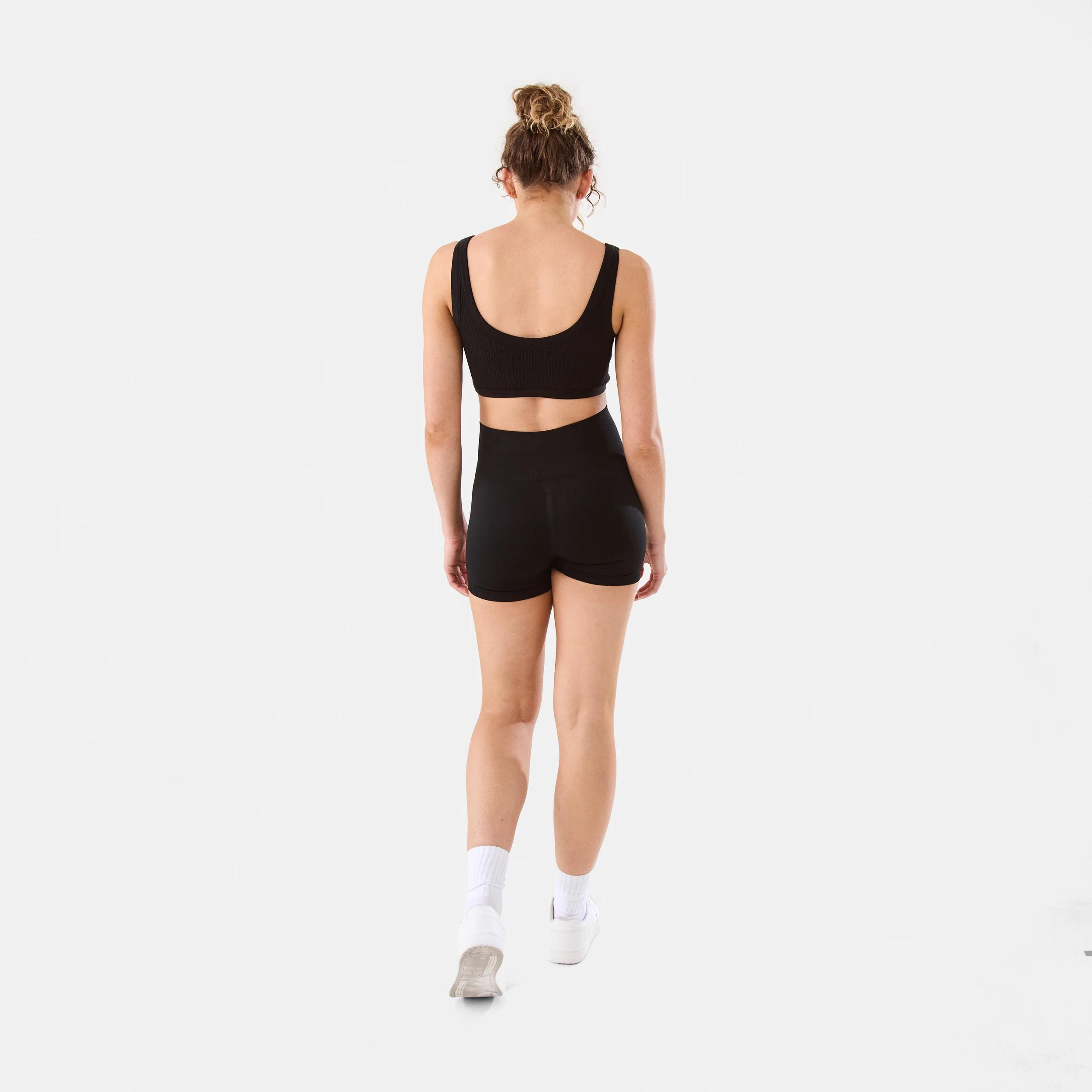 4 Active Womens Seamfree Rib Crop Top BLACK, 4 of 8