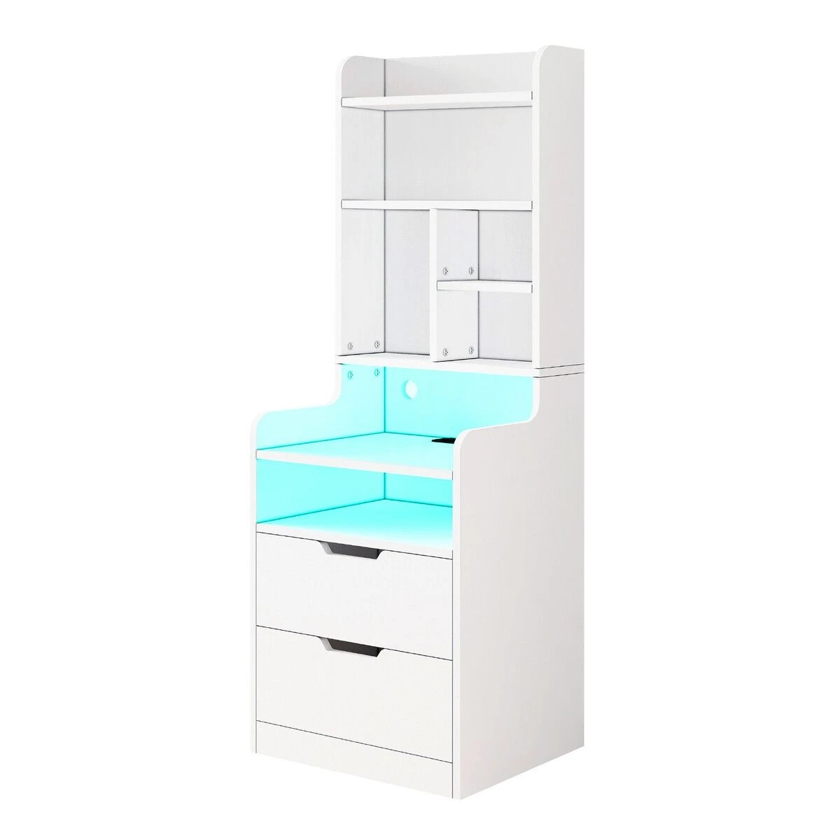 7 LUXSUITE 2IN1 Beside Table Bookshelf LED Nightstand 2 Drawer, 7 of 8