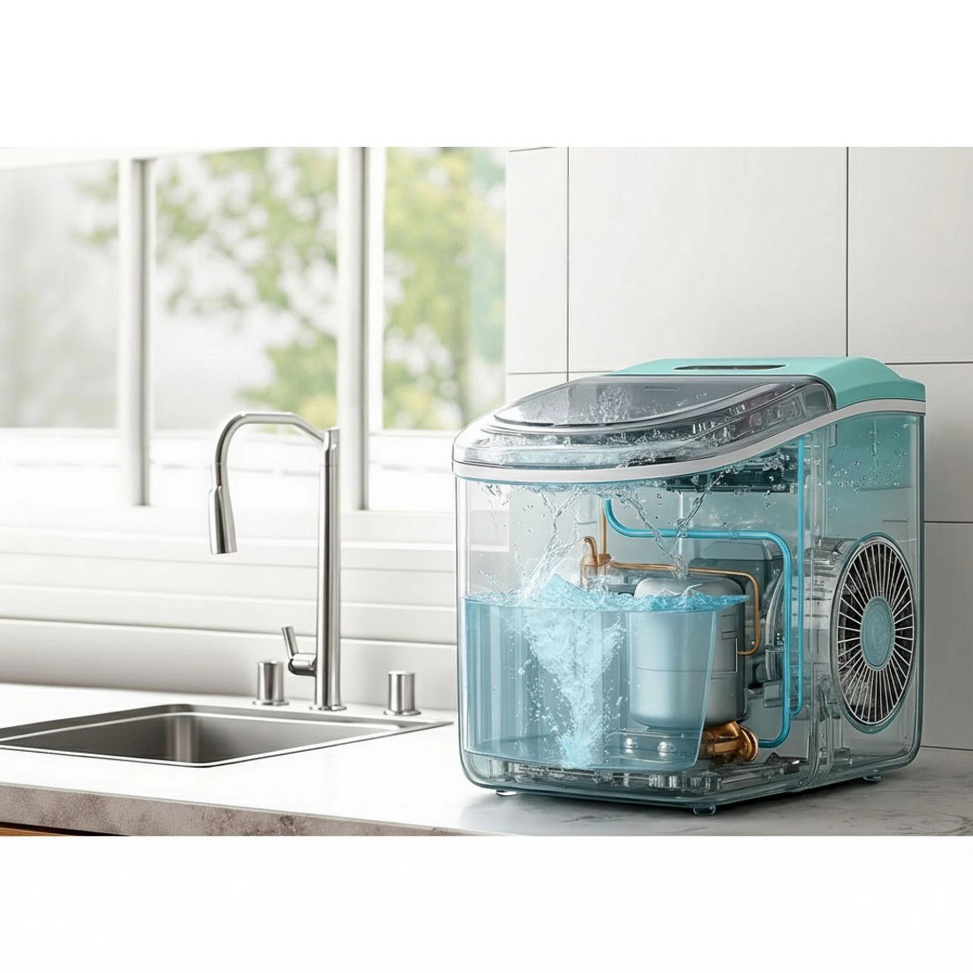 10 Devanti 12kg Ice Maker Machine w/Self Cleaning - Green, 10 of 10