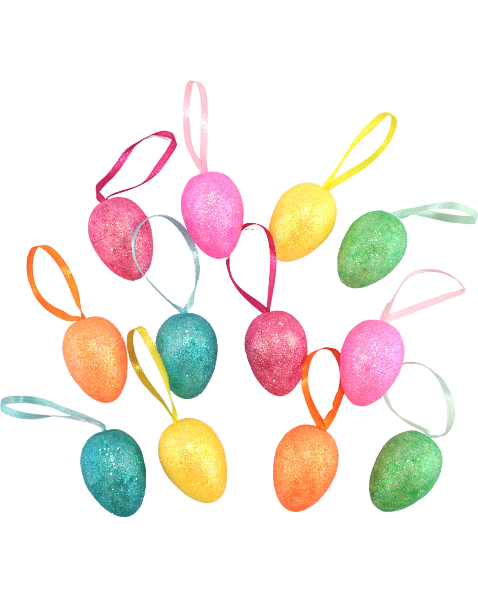 1 Design Group Glitter Foam Easter Egg Hanging Decorations Pack of 12 - Multi, 1 of 4