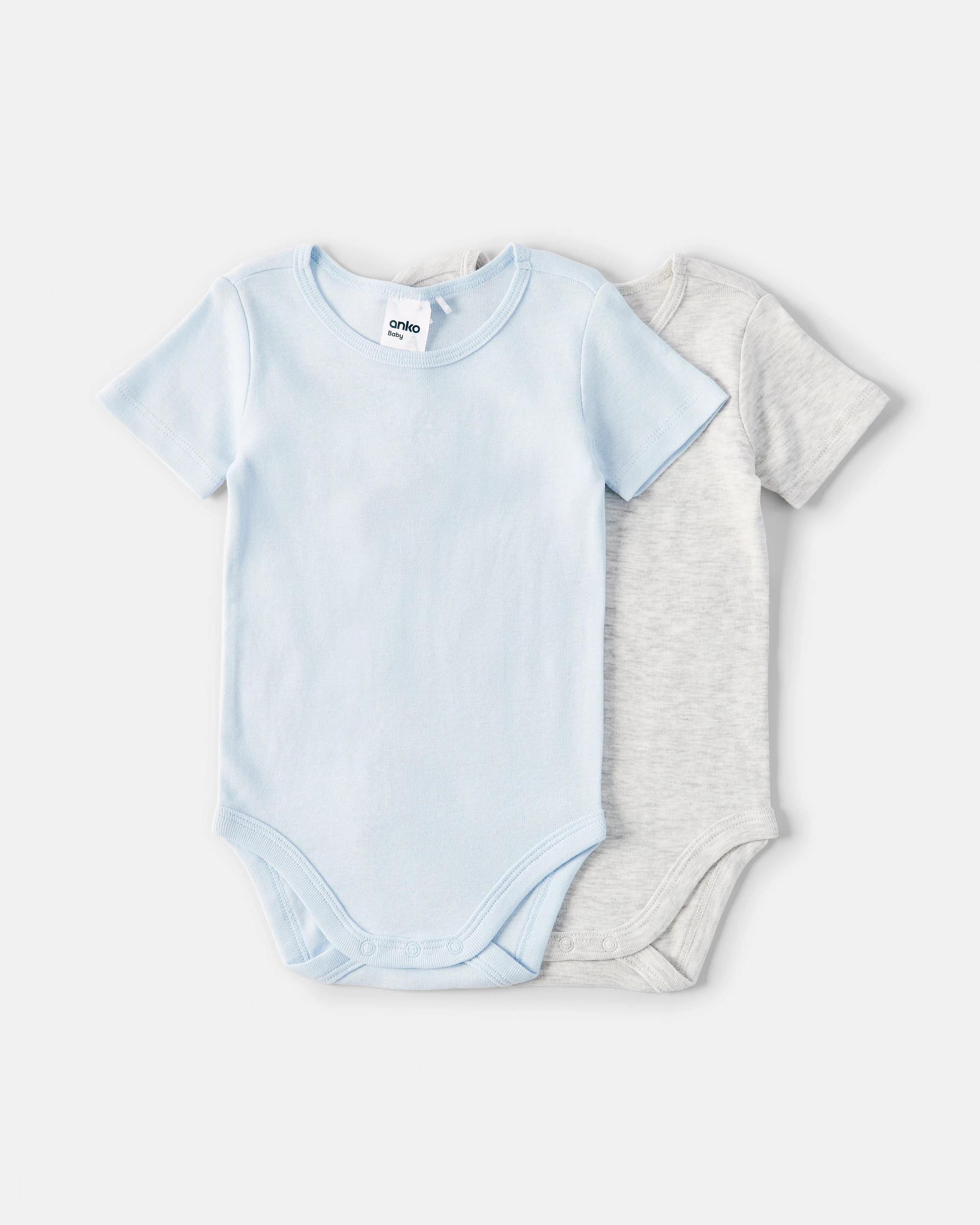 1 2 Pack Cotton Short Sleeve Bodysuits Blu Pck, 1 of 6