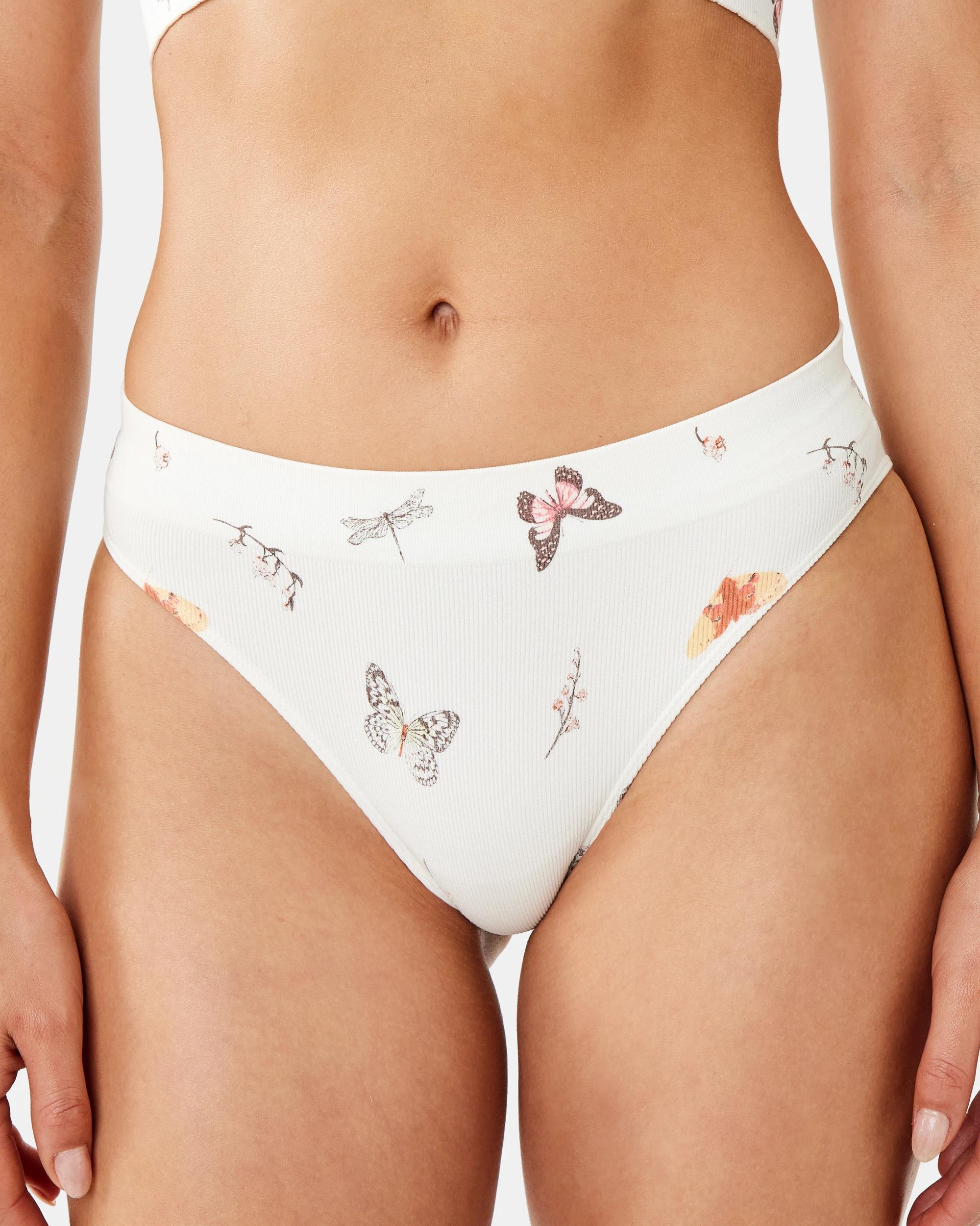 4 3 Pack Seamfree Rib Bikini Briefs Butterfly, 4 of 10