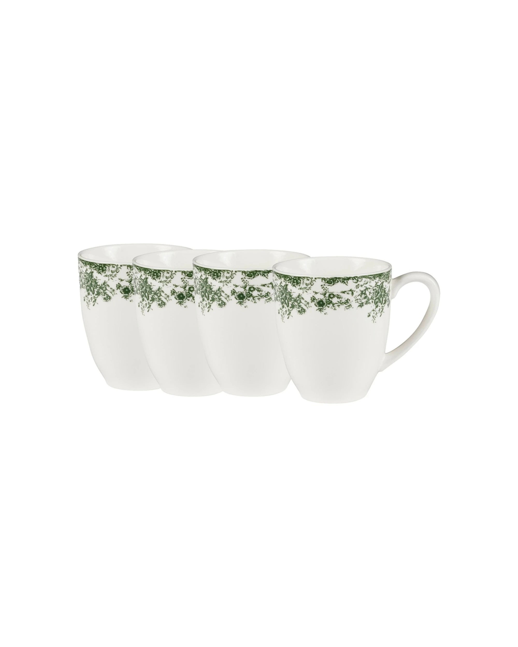 1 Casa Domani 4PK Rosetta Coupe Porcelain Mug Set 370ml - Green, 1 of 4