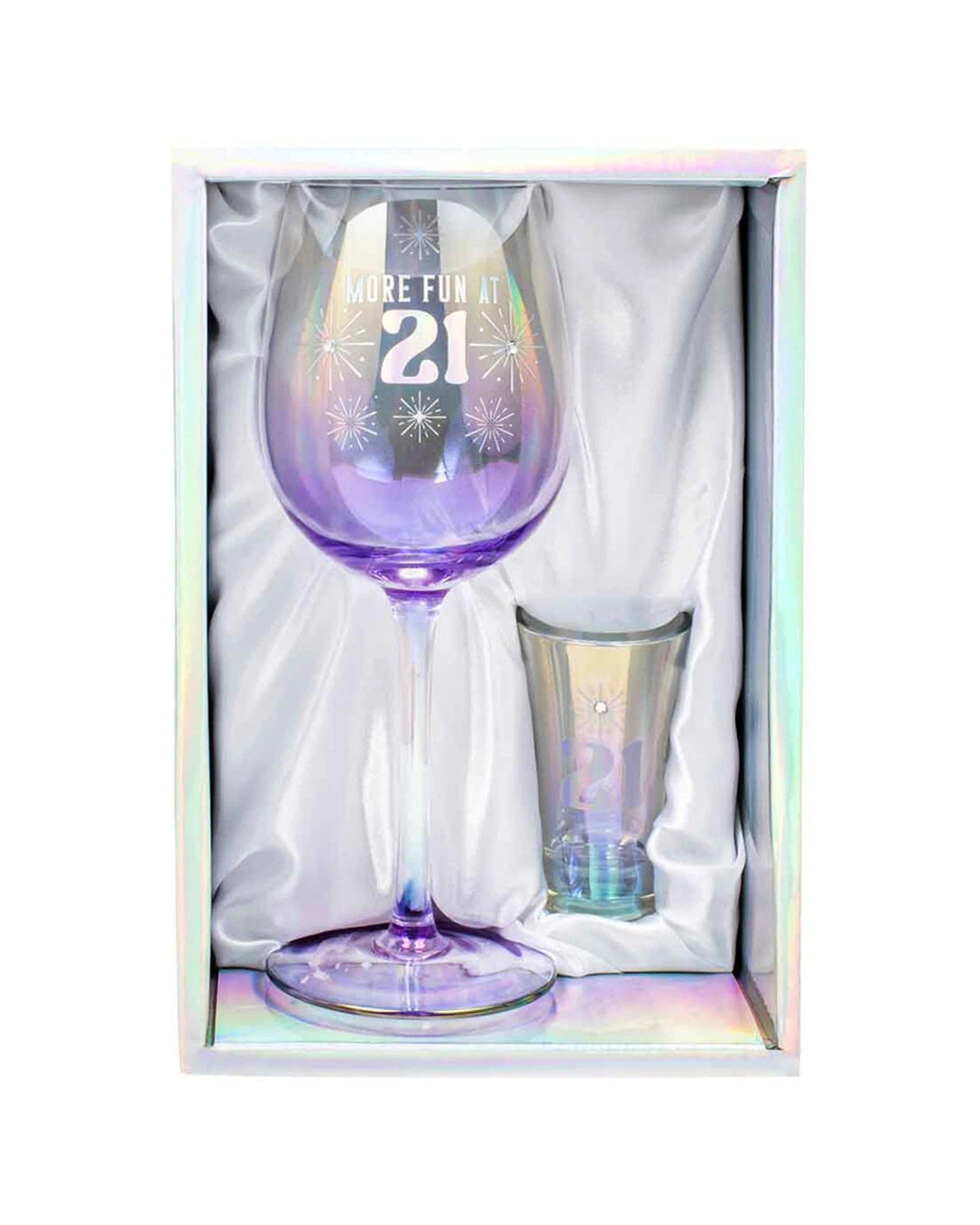 1 LMD 2pc 21st Holographic 430ml Wine Glass 60ml Shot Set Glassware - Multi, 1 of 1