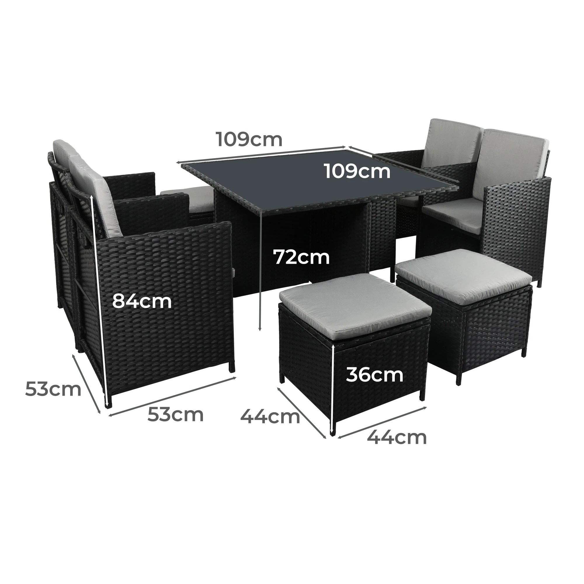 3 Levede 9pcs Outdoor Dining Setting With Cushion Ratten - Black, 3 of 7