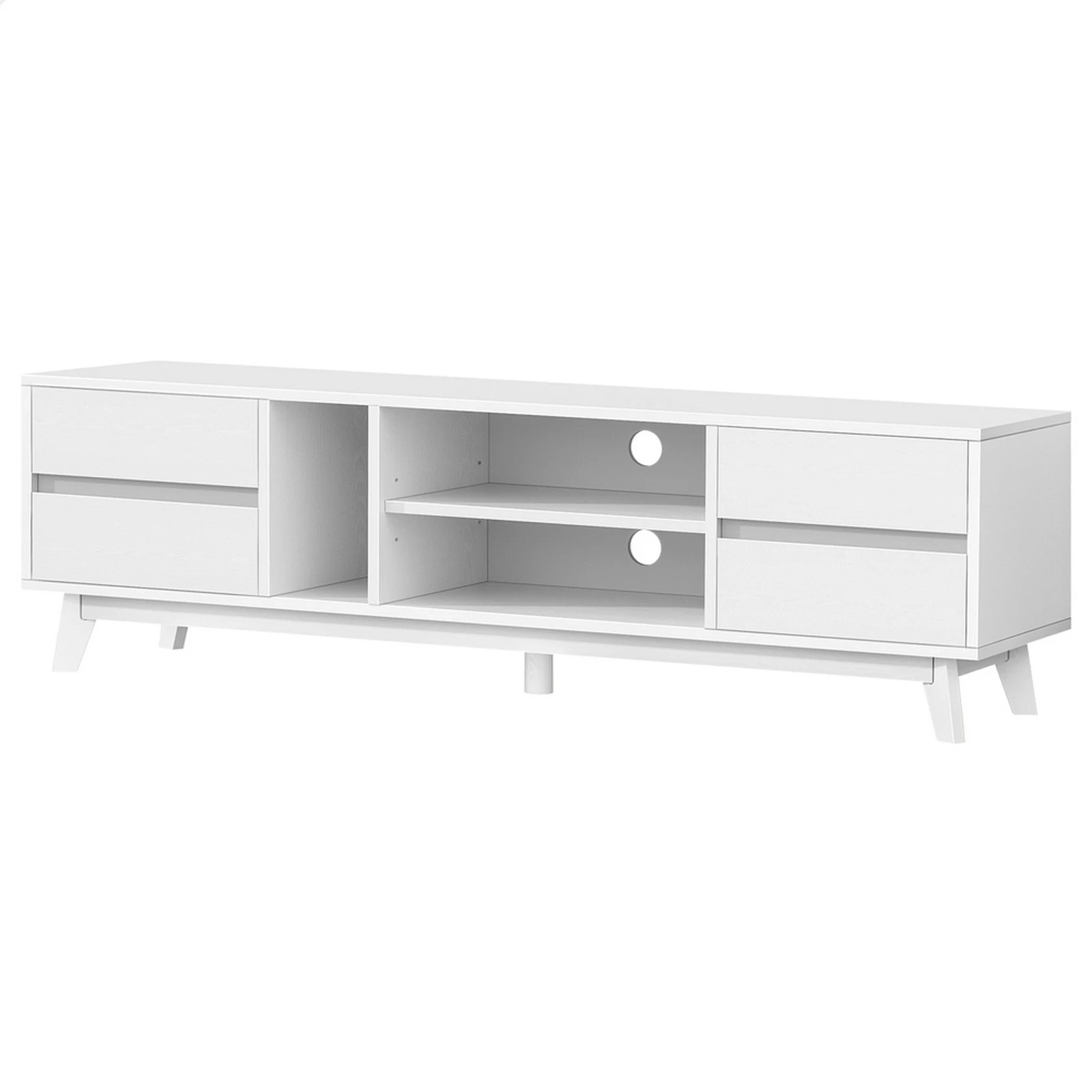 1 Alfordson Entertainment Unit TV Cabinet Stand 180cm Drawer Shelf - White, 1 of 10