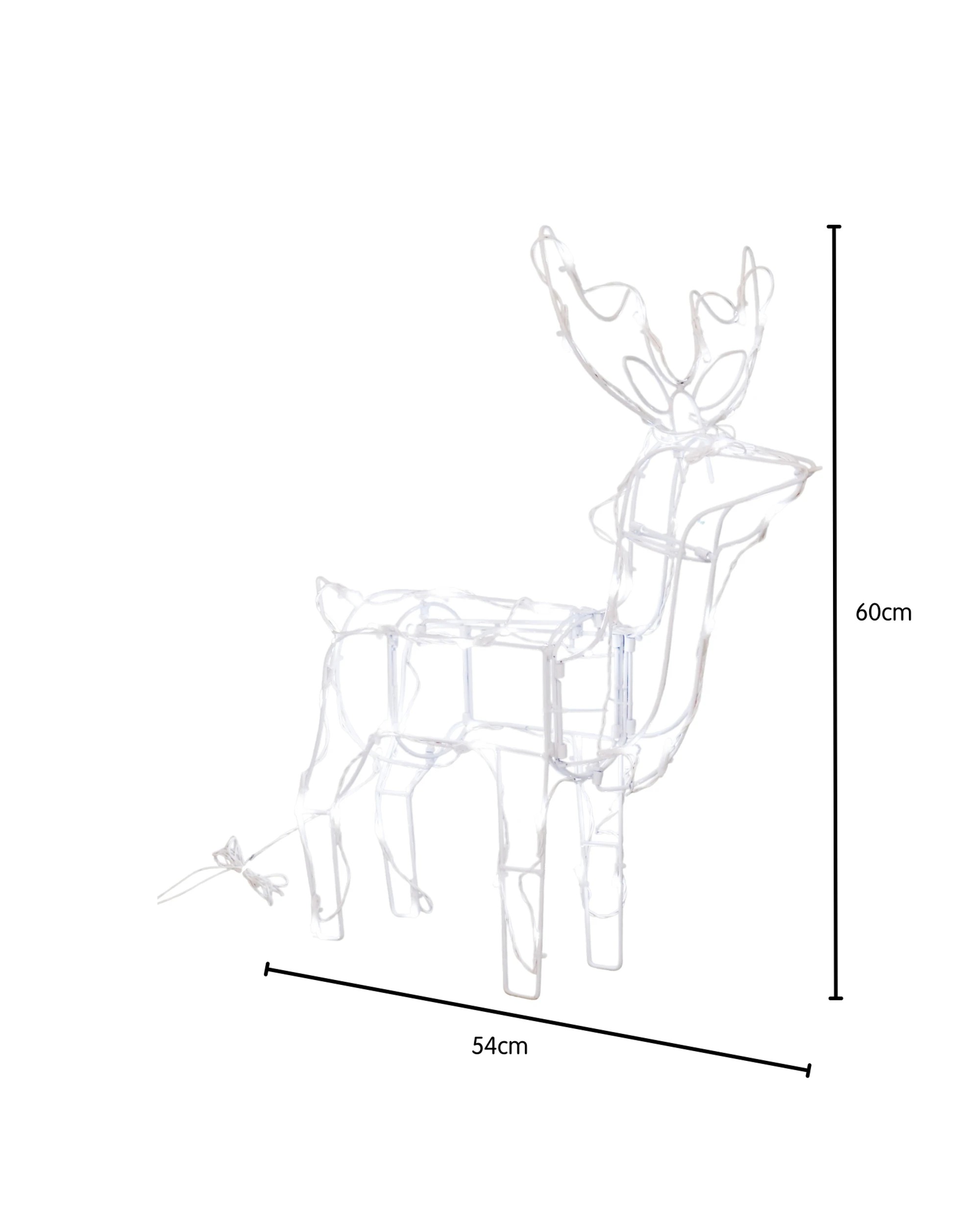 Festive Magic Solar Light LED Standing 3D Reindeer 60cm - White - Kmart