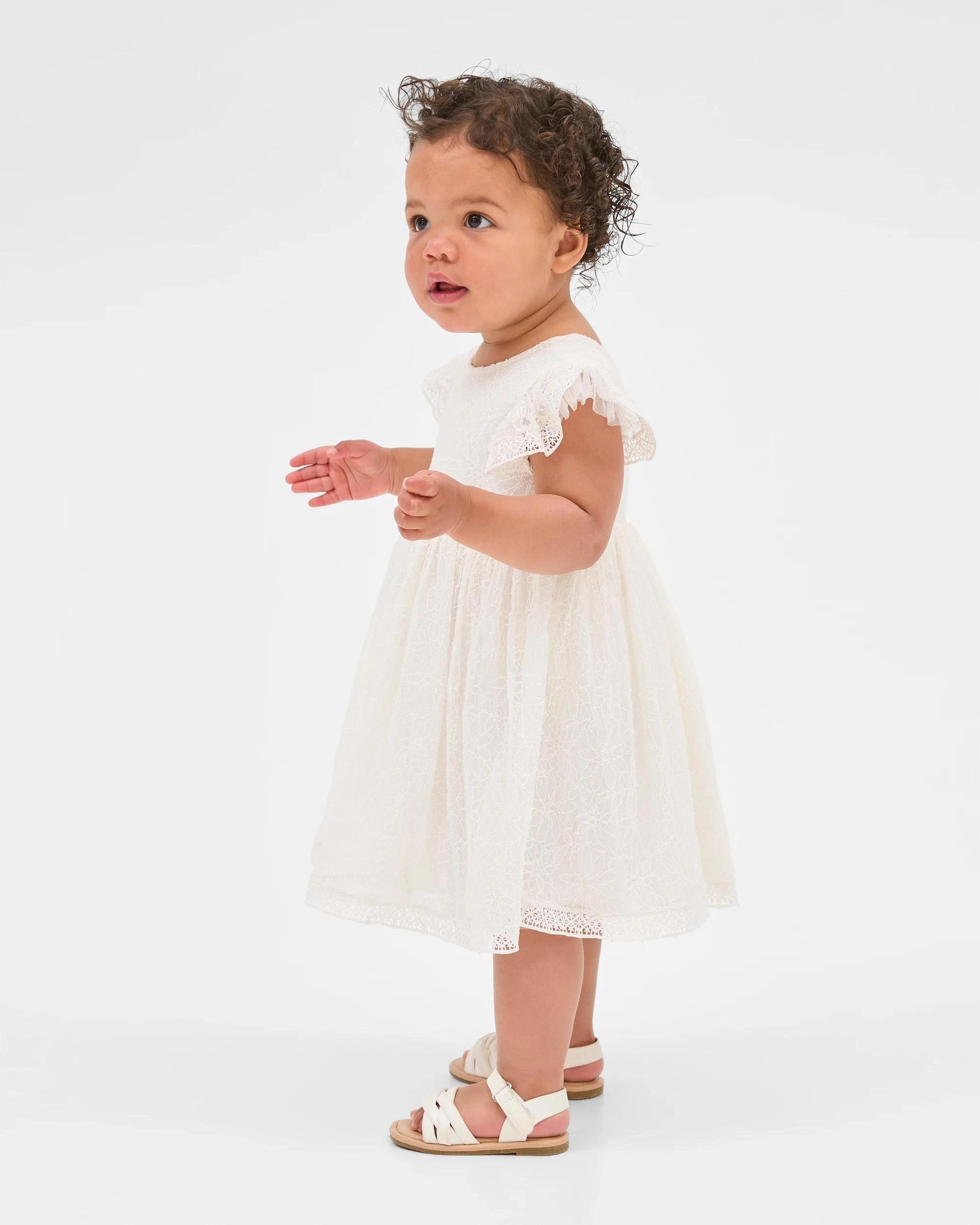 1 Target Baby Christmas Baby Lace Open Back Dress CREAM, 1 of 5