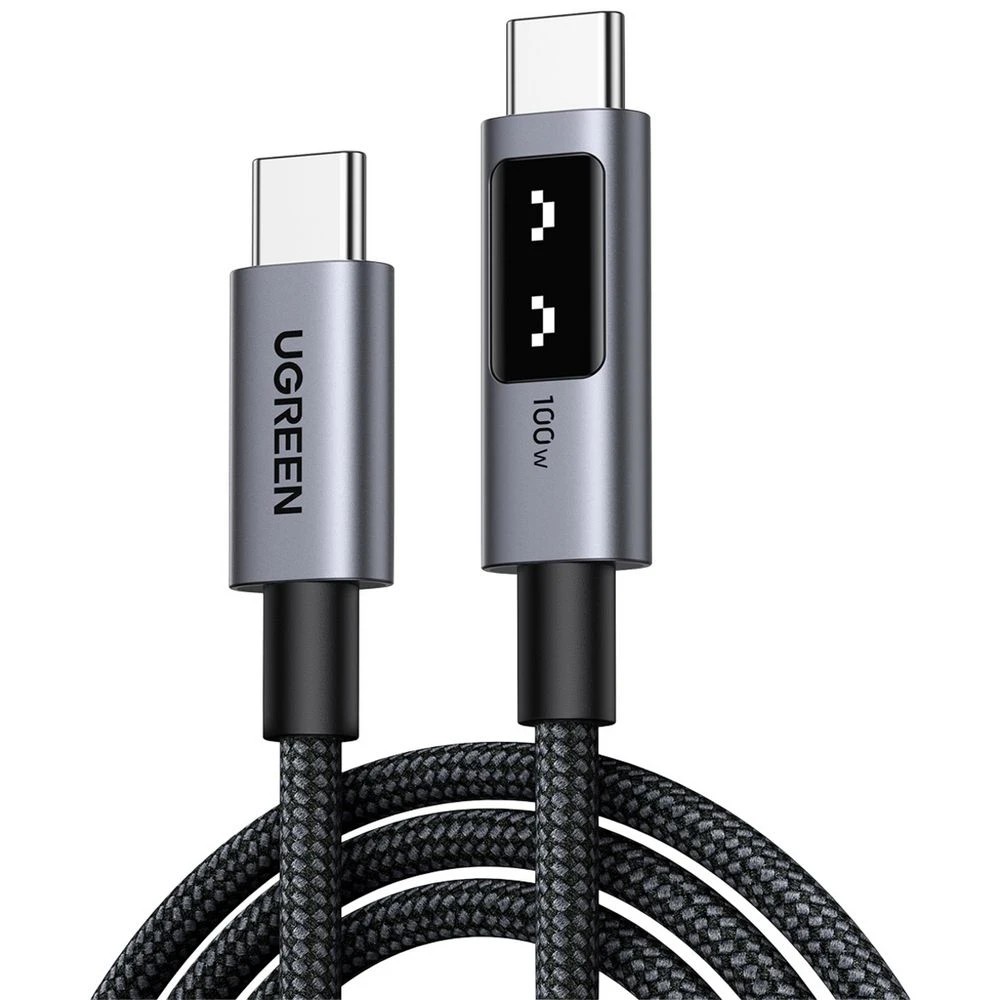 1 UGREEN USB-C 5A/100W Braided Cable with Display 1M Space Grey, 1 of 5
