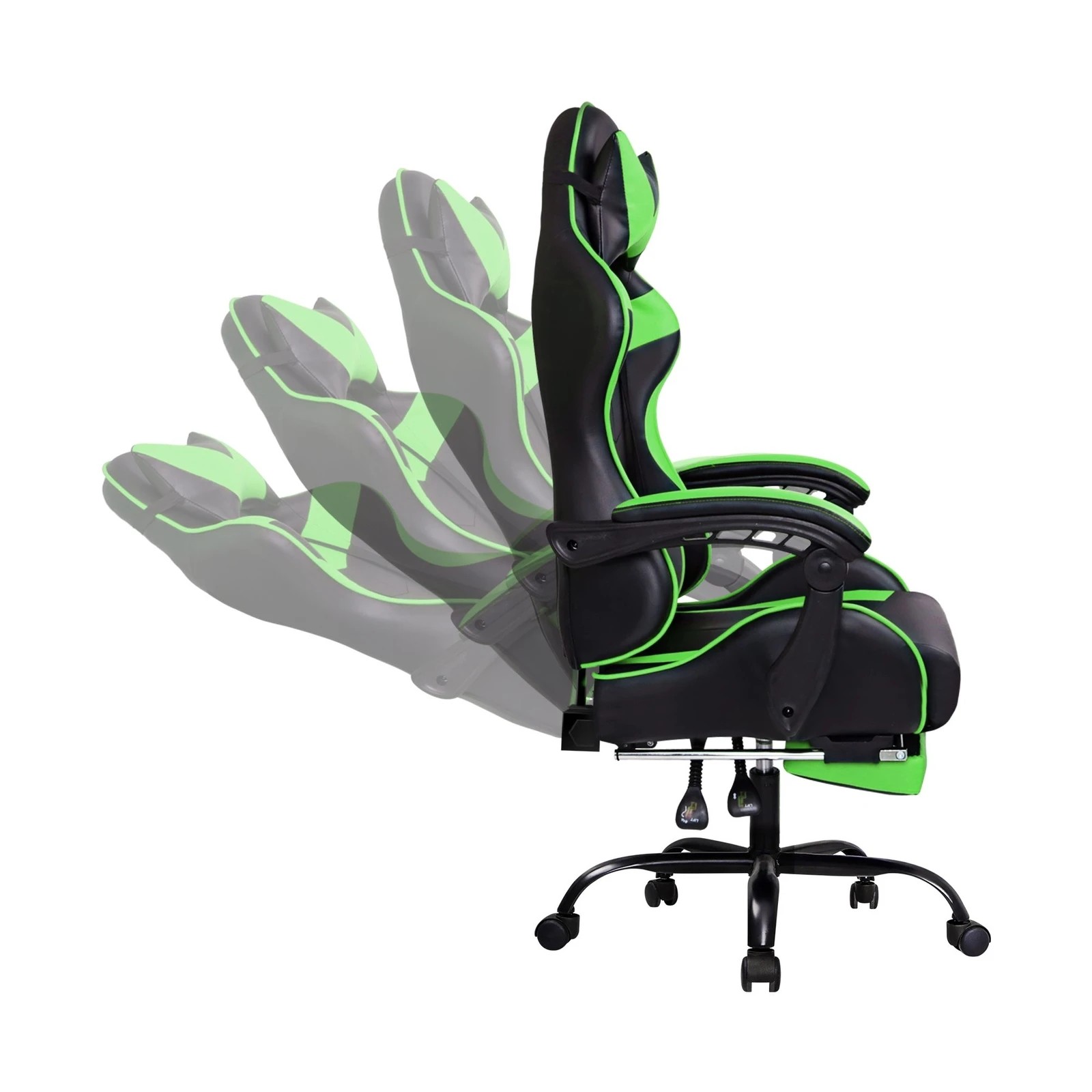8 Alfordson Gaming Chair Office Executive Racing Footrest Seat PU Leather - Green, 8 of 10