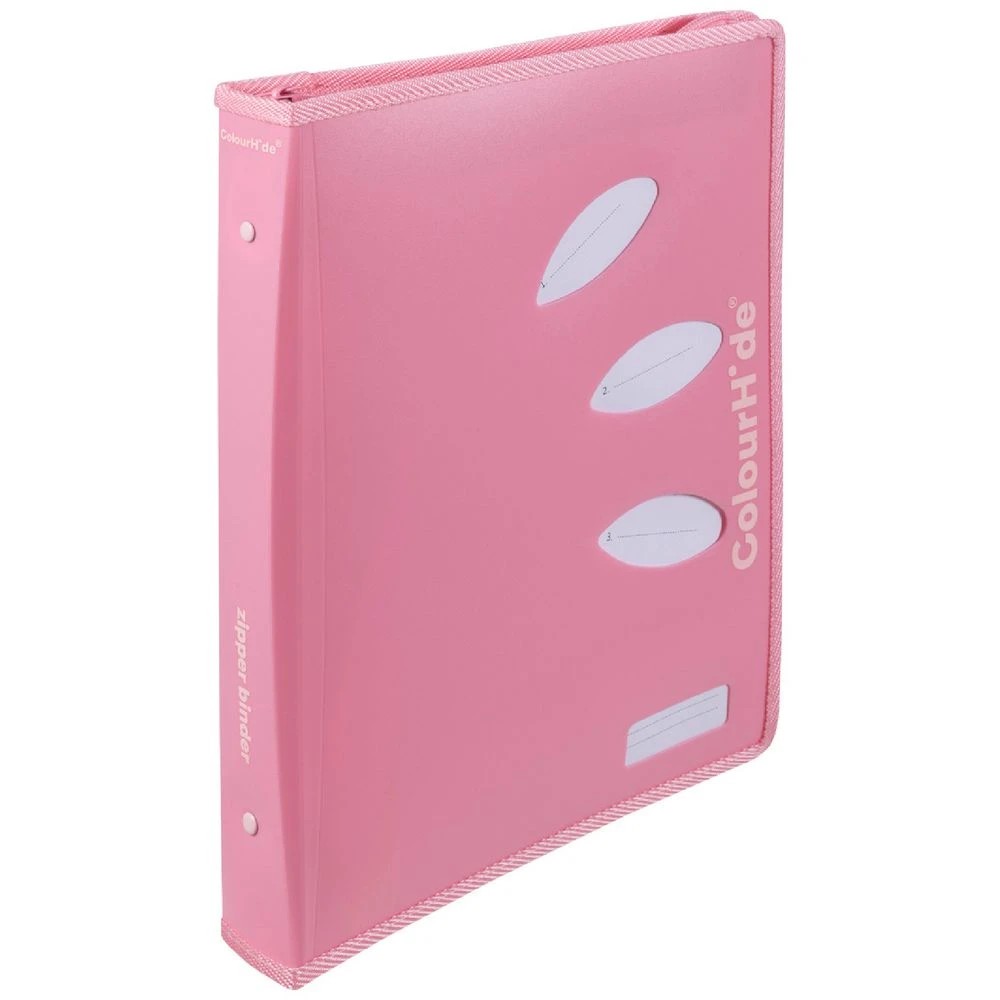 1 ColourHide A4 Zipper Binder 2-D Ring 25mm Bubblegum Pink, 1 of 2