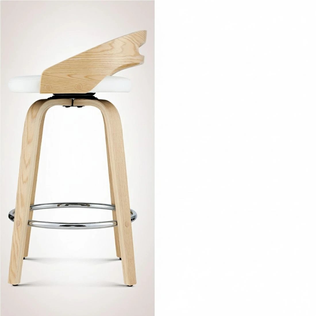 5 Artiss 2x Bar Stools Swivel Dining Chairs Low Back Counter Seat PU - White, 5 of 5