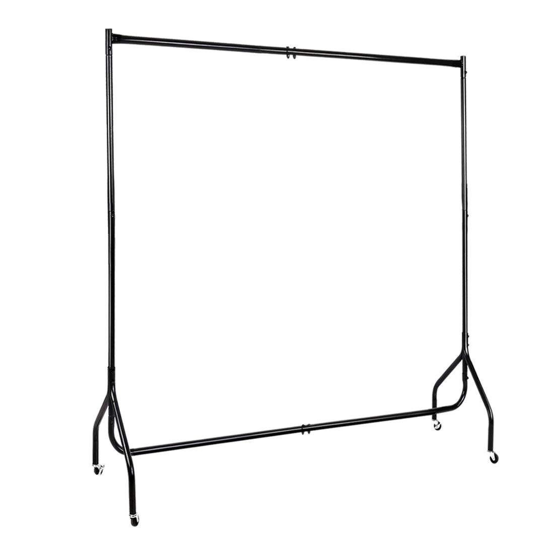 1 Artiss Clothes Rack 6ft Rail With Wheels Garment Hanging Rack Portable Heavy Duty Lockable Wheels Space Saving - Black, 1 of 8