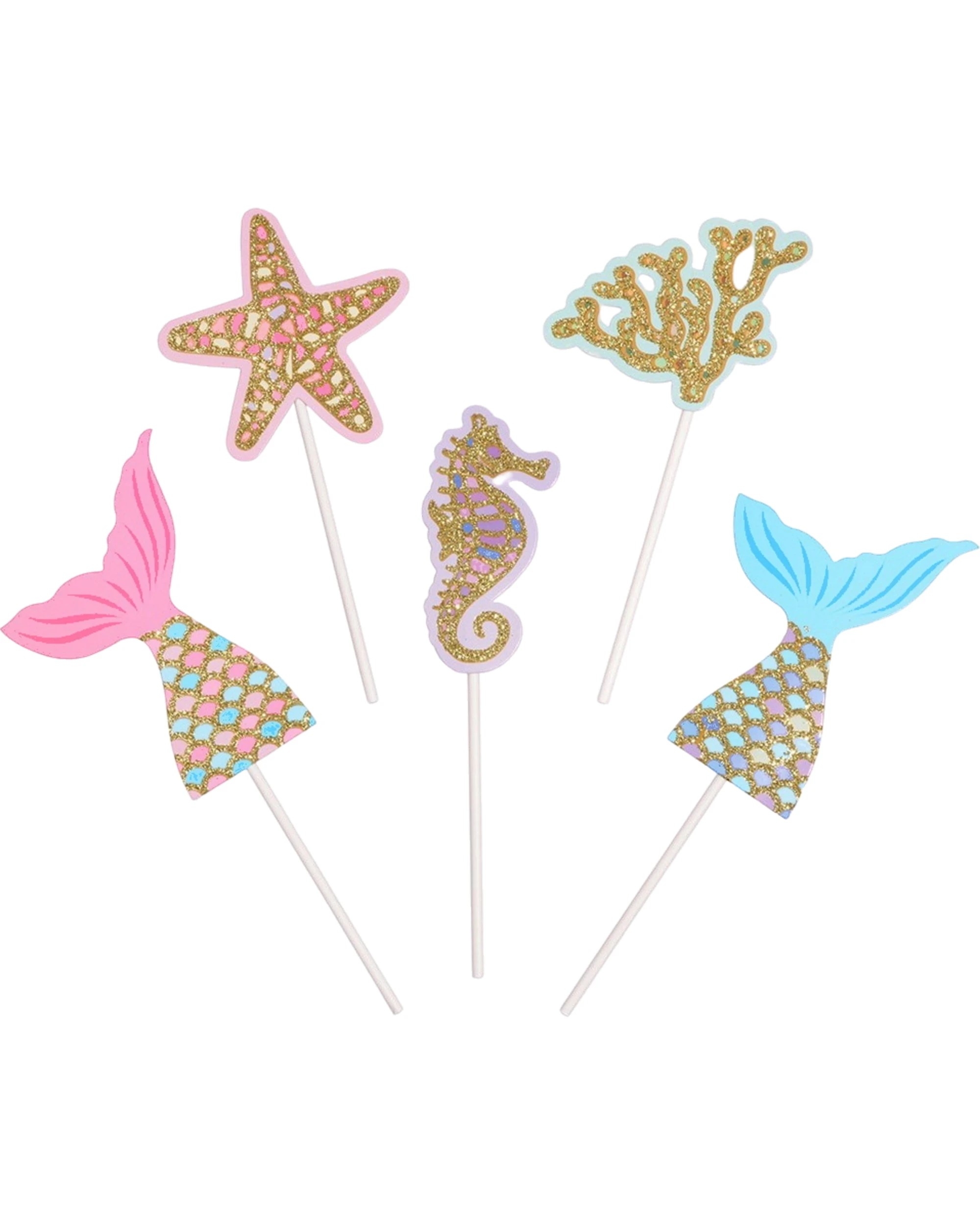 1 Party Maker Mermaid Sparkle Cake Toppers Pack of 5, 1 of 1