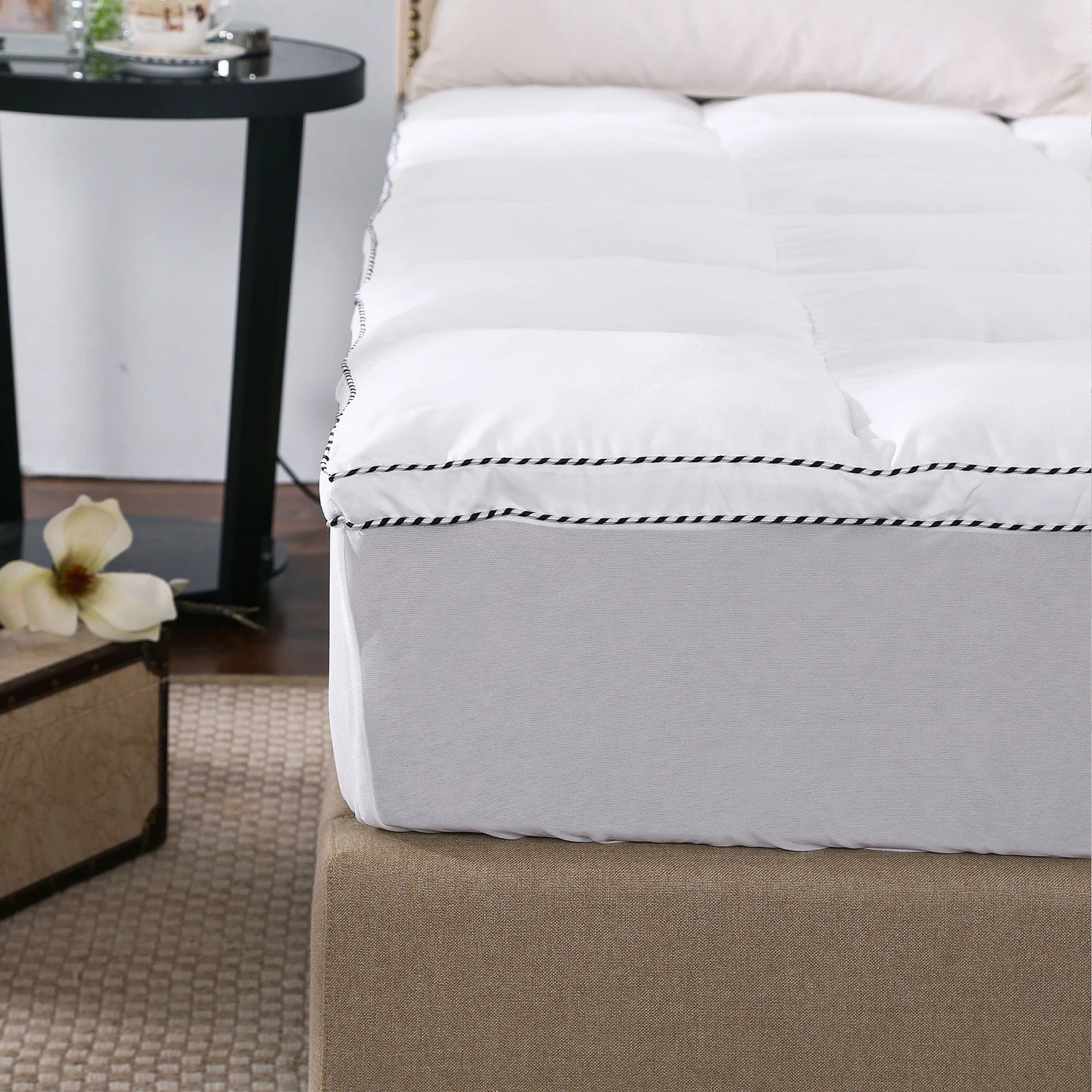 8 Royal Comfort 1000GSM Luxury Bamboo Fabric Gusset Mattress Pad Topper Cover - King Bed - White, 8 of 8