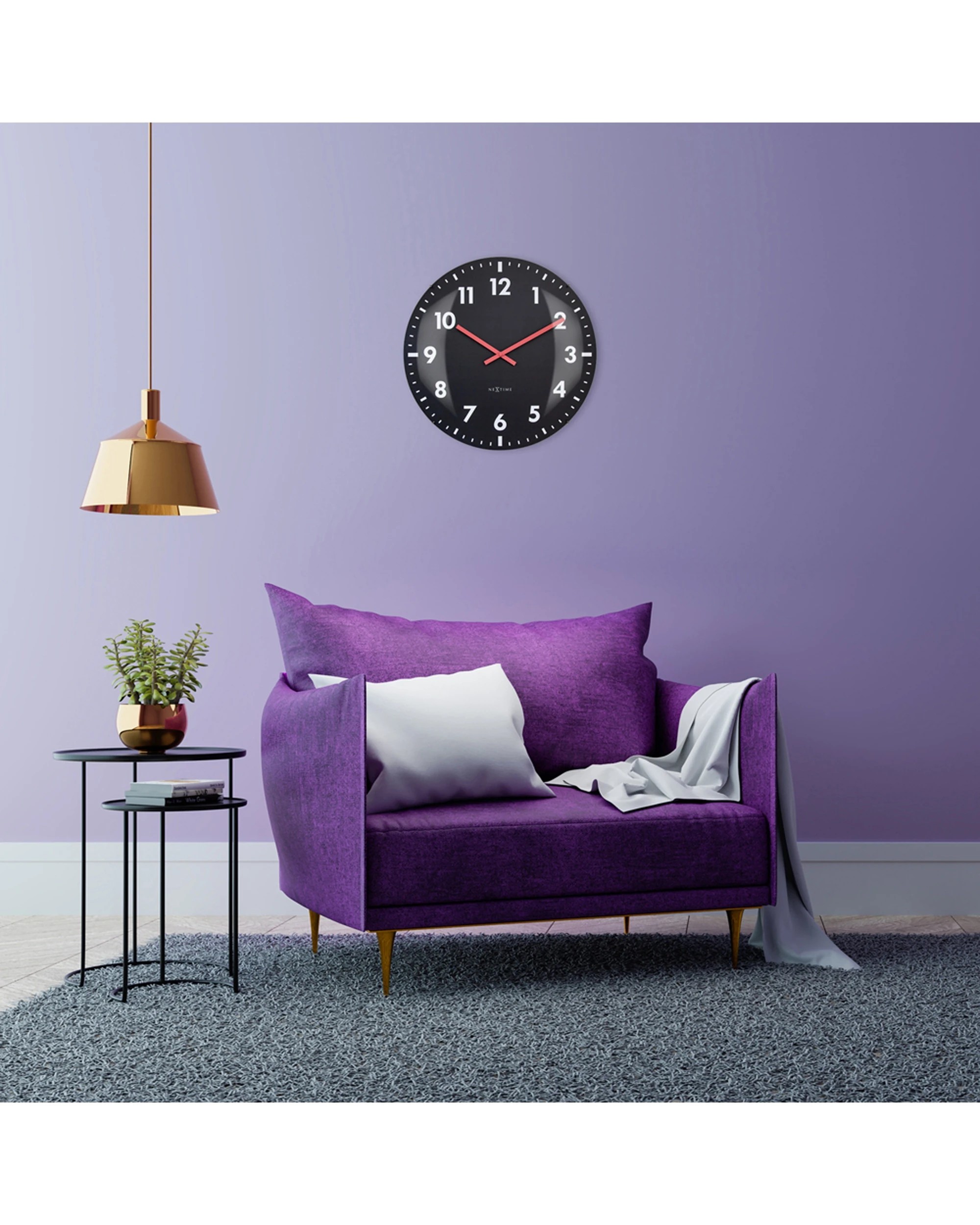 5 NeXtime Duomo Silent Wall Clock Dome Glass Lens Aluminium Hands 50cm - Black, 5 of 5