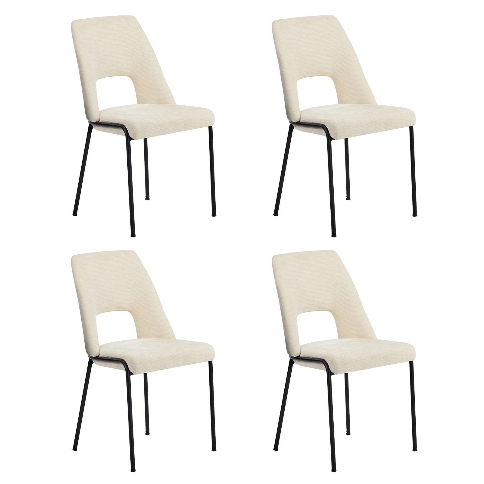 1 Oikiture 4x Dining Chairs Chenille Fabric Kitchen Side Chair - Beige - Beige, 1 of 9