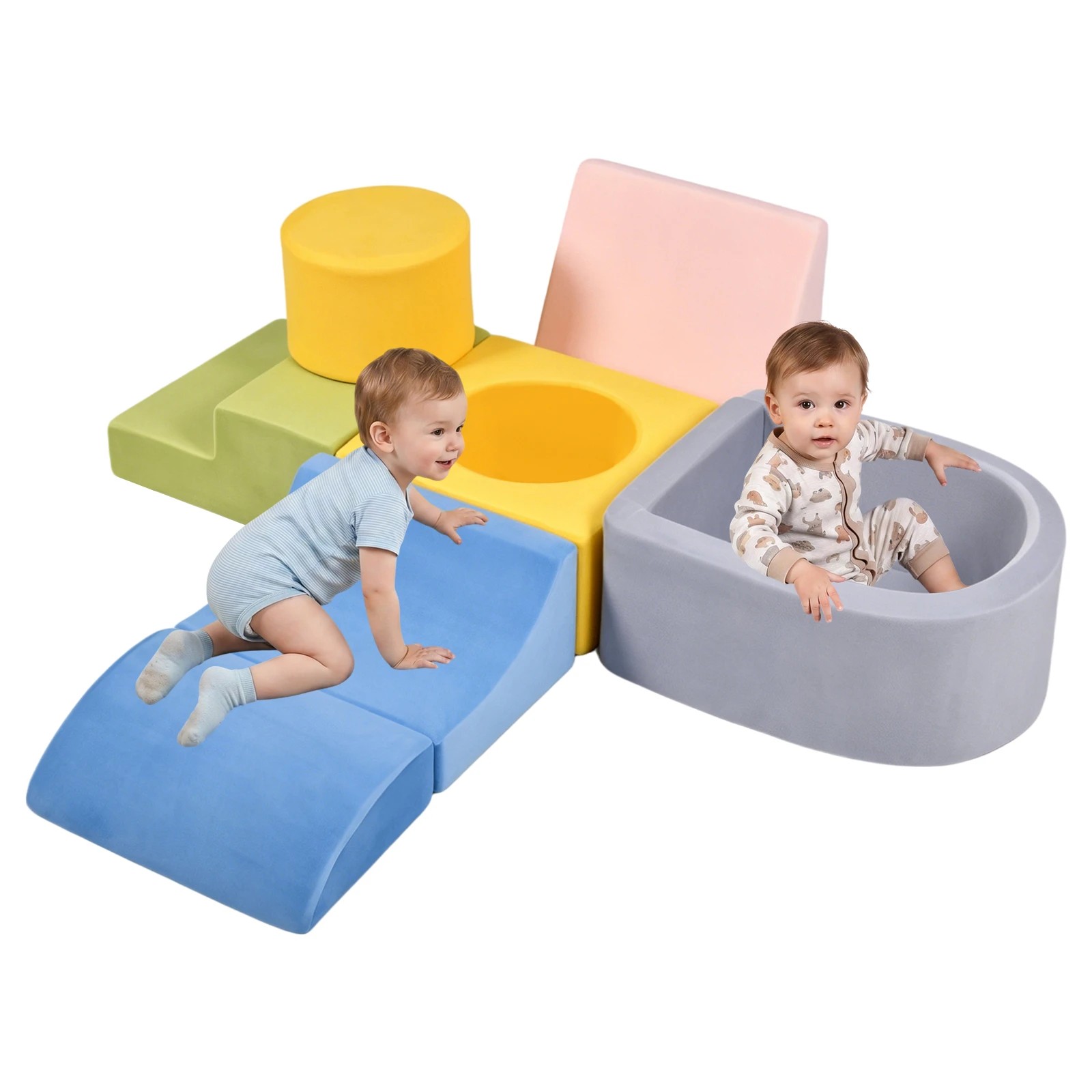 3 Advwin 6-Piece Foam Climbing Blocks Toddler Climbing Toys Baby Foam Blocks Soft Play Set (Balls not Included) - Multi, 3 of 8