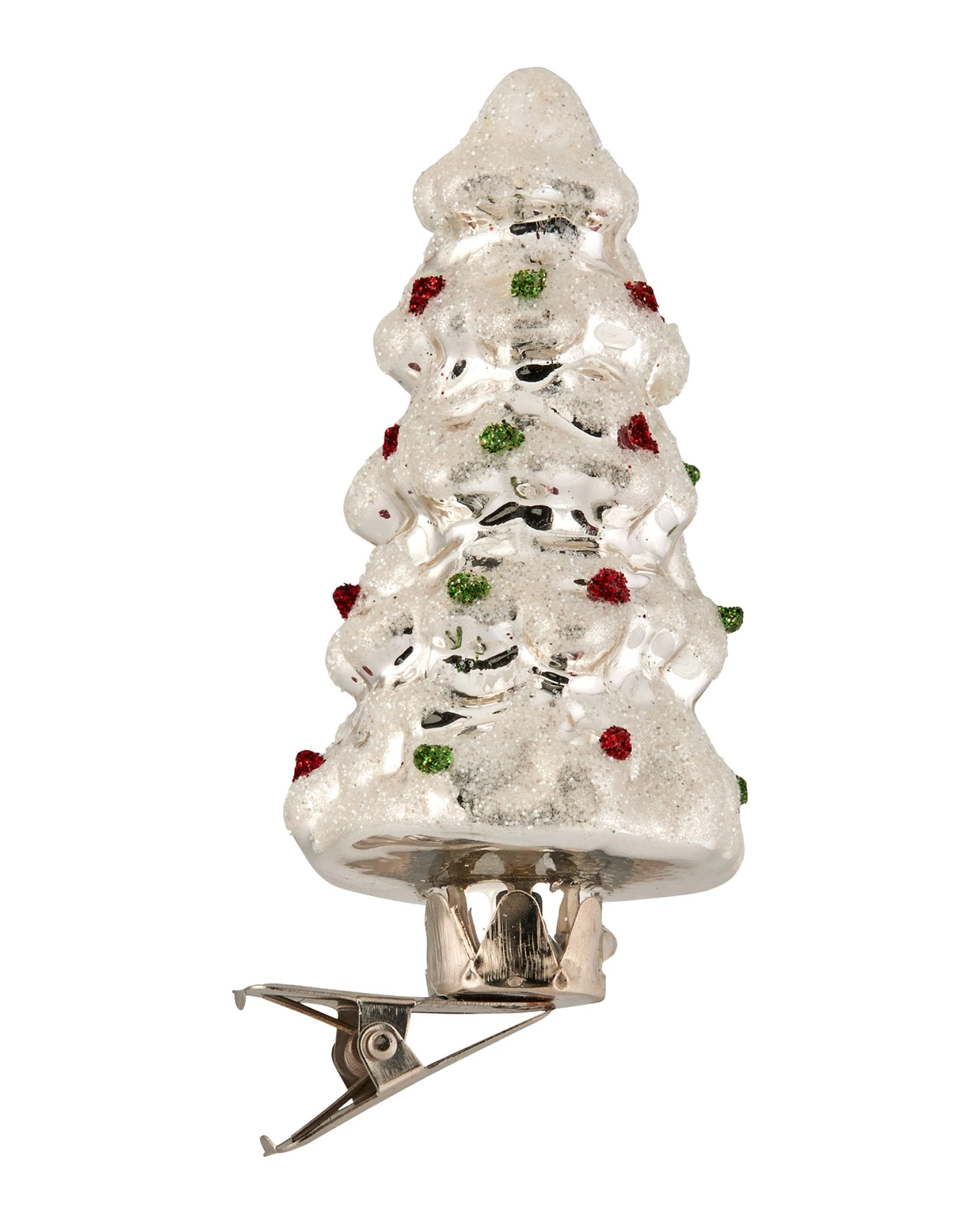 1 Christabelle Box of 6 Silver Glass Tree Ornaments with Sparkle Finish, 1 of 2