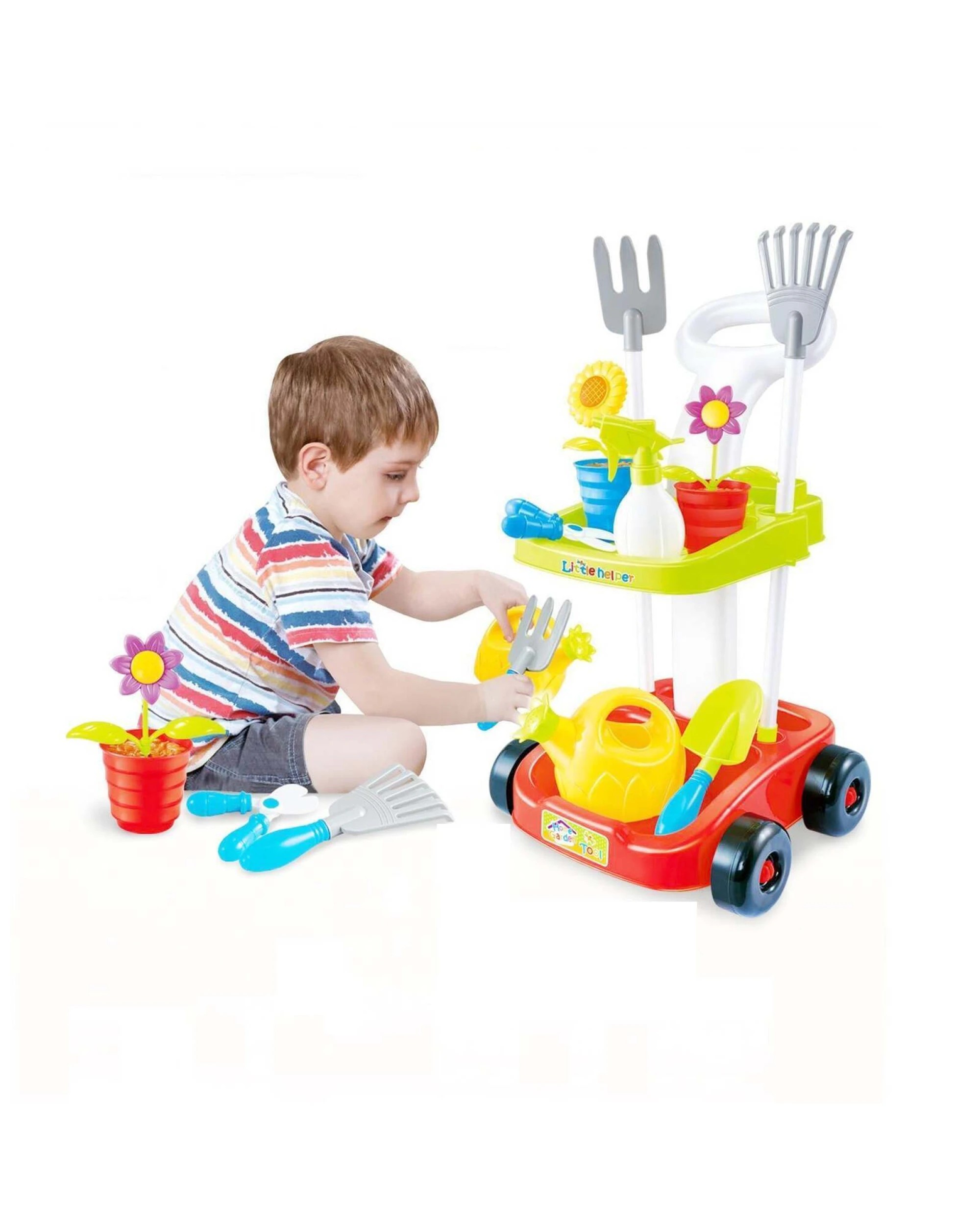2 GEM Toys Children's Gardening Trolley Set with Fake Garden Tools for Toddlers, 2 of 2