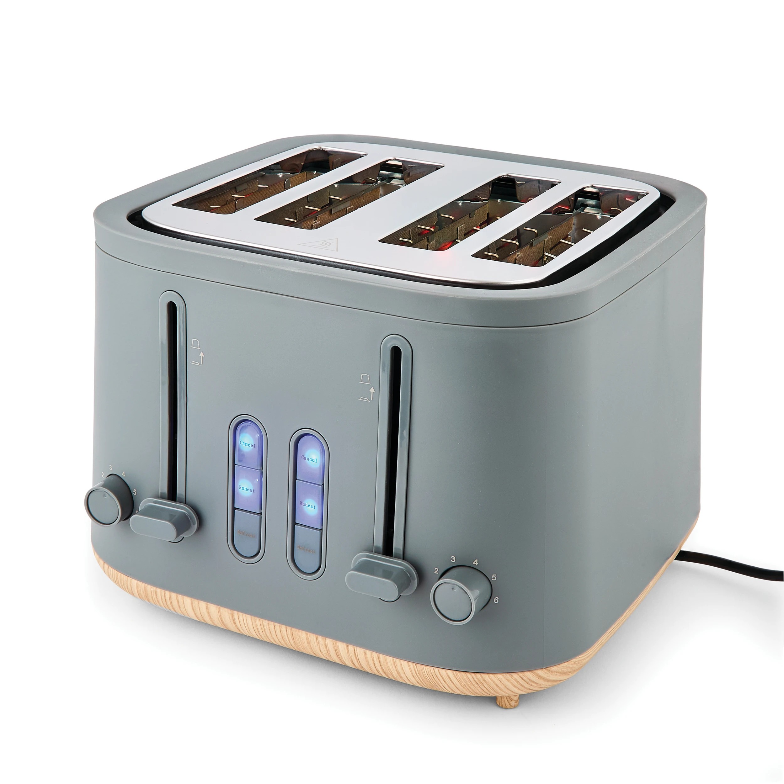 3 4 Slice Scandi Toaster - Grey, 3 of 7