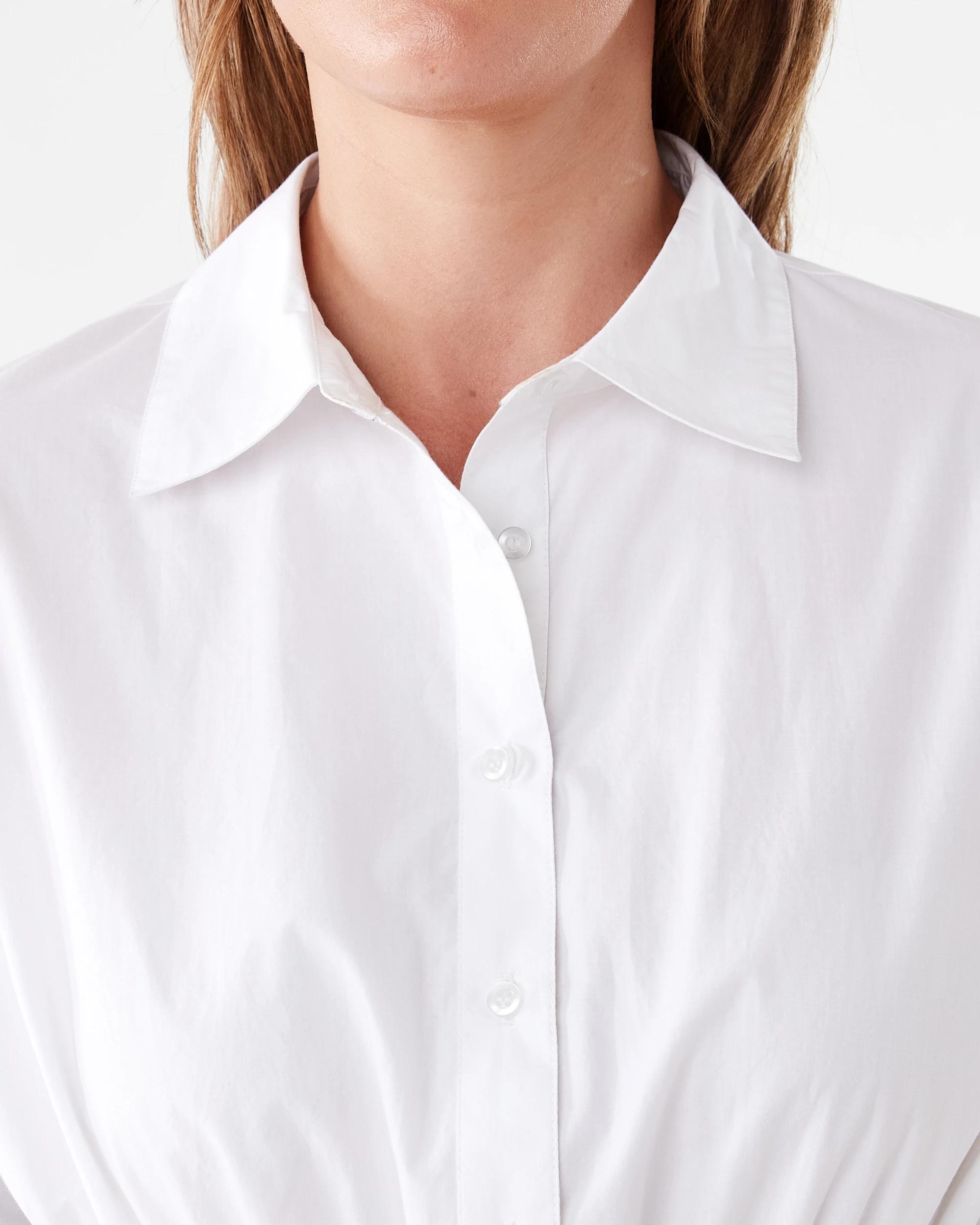 6 Long Sleeve Shirred Waist Shirt White, 6 of 8