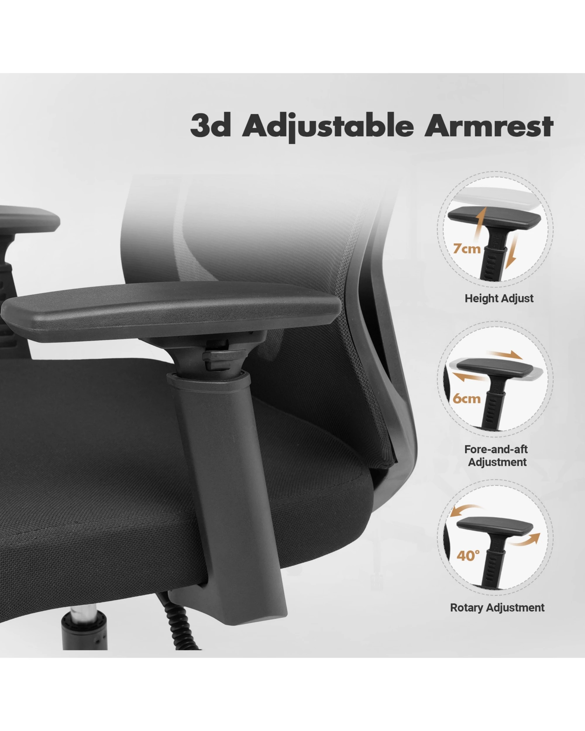 5 Advwin Ergonomic Office Chair Mesh High Back Desk Chair Black, 5 of 9