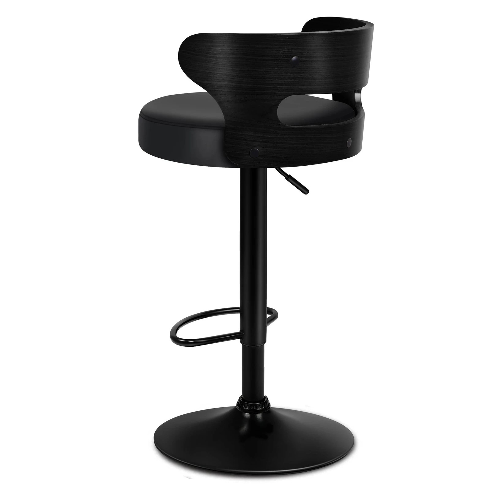 6 Alfordson 2x Bar Stool Kitchen Swivel Chair Wooden Leather Ramiro - Black, 6 of 10