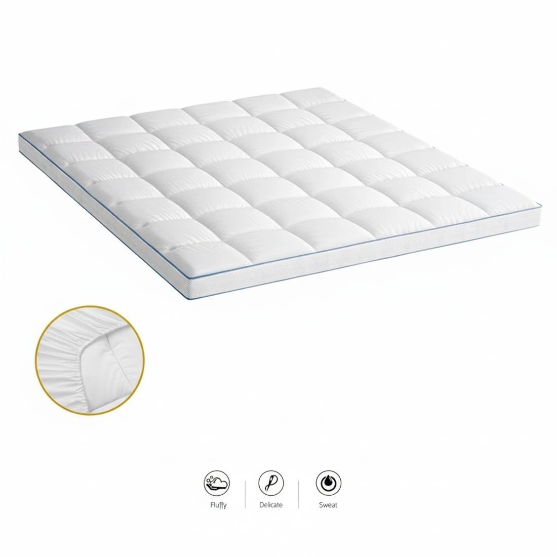 6 Giselle Bedding 1500GSM Bamboo Pillowtop Mattress Topper 10cm Thick Pad for Back Pain Relief - King Bed - White, 6 of 7