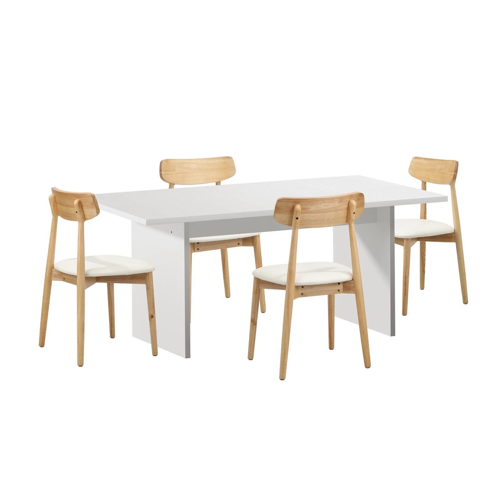 6 Oikiture 4-Seater Dining Table and Chairs Wooden Furniture Set - Natural, 6 of 9