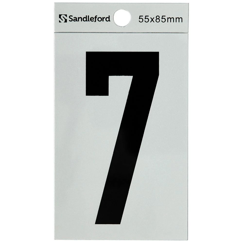 1 Sandleford 7 Self-adhesive Numeral Silver 85mm, 1 of 1