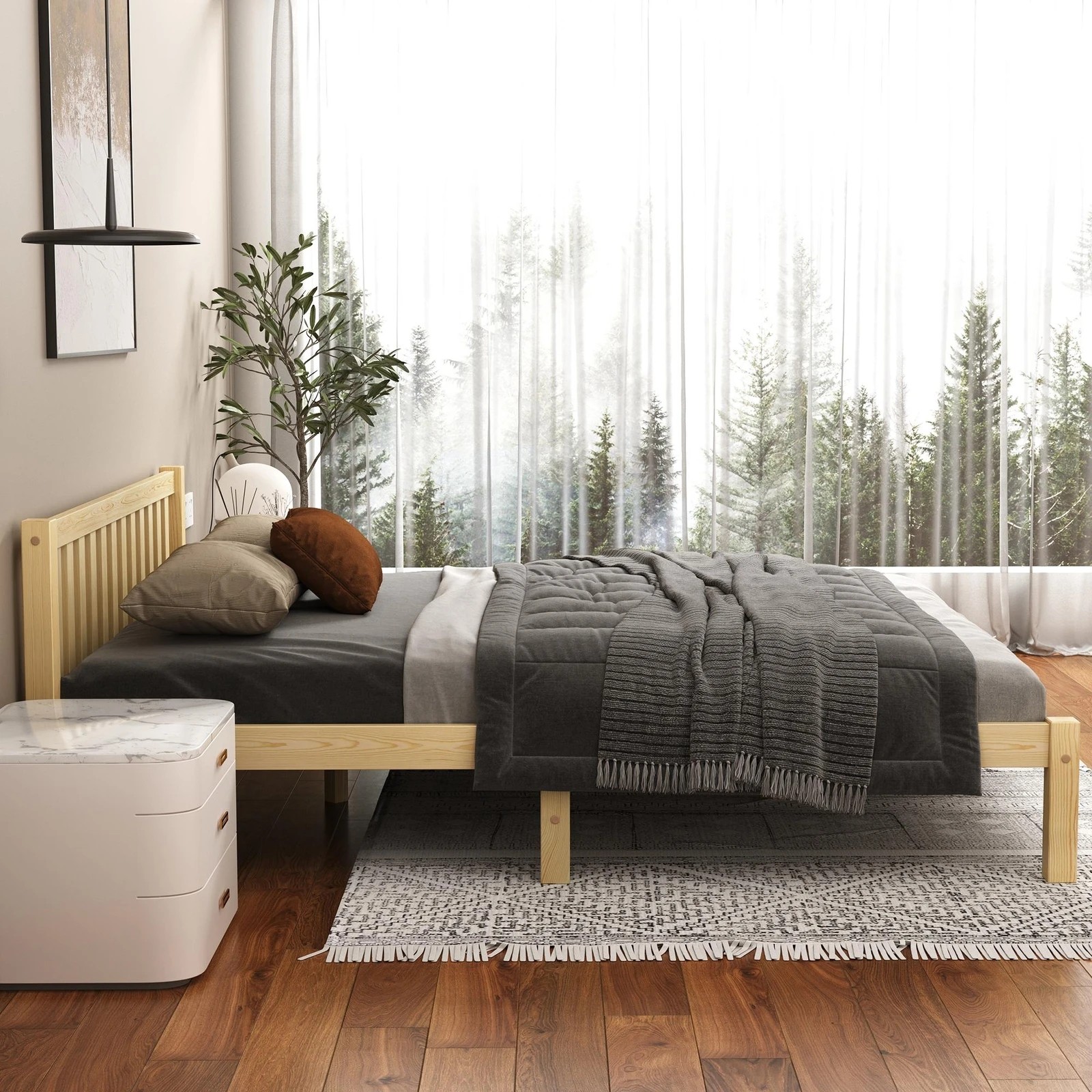 4 Alfordson Bed Frame Wooden Timber King Size Mattress Base Platform Fenella - Natural, 4 of 10