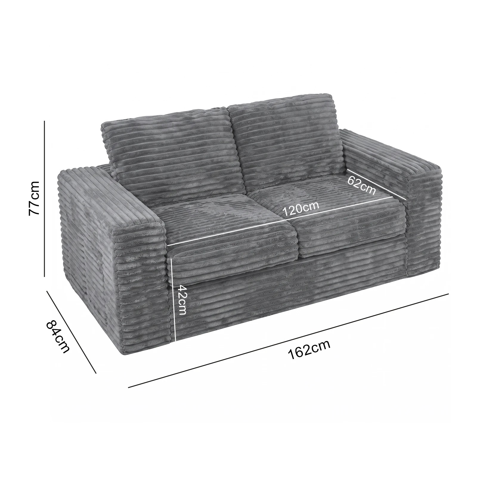 2 Advwin Loveseat Floor Sofa 162cm Loveseat Bean Bag Chair - Grey, 2 of 7