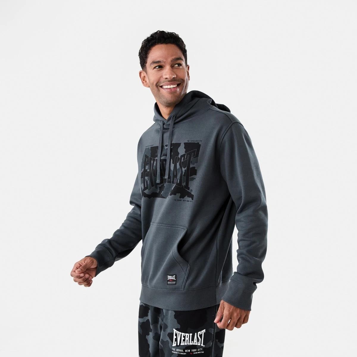 2 Everlast Mens Camo Print Hoodie CHARCOAL CAMO, 2 of 8
