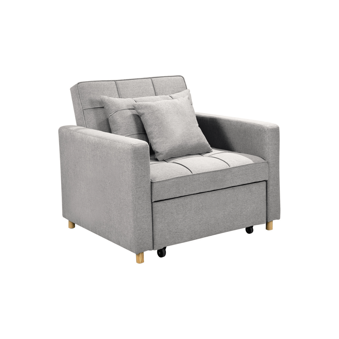 1 Suri 3-in-1 Convertible Sofa Chair Bed Lounger By Sarantino Light Grey, 1 of 10