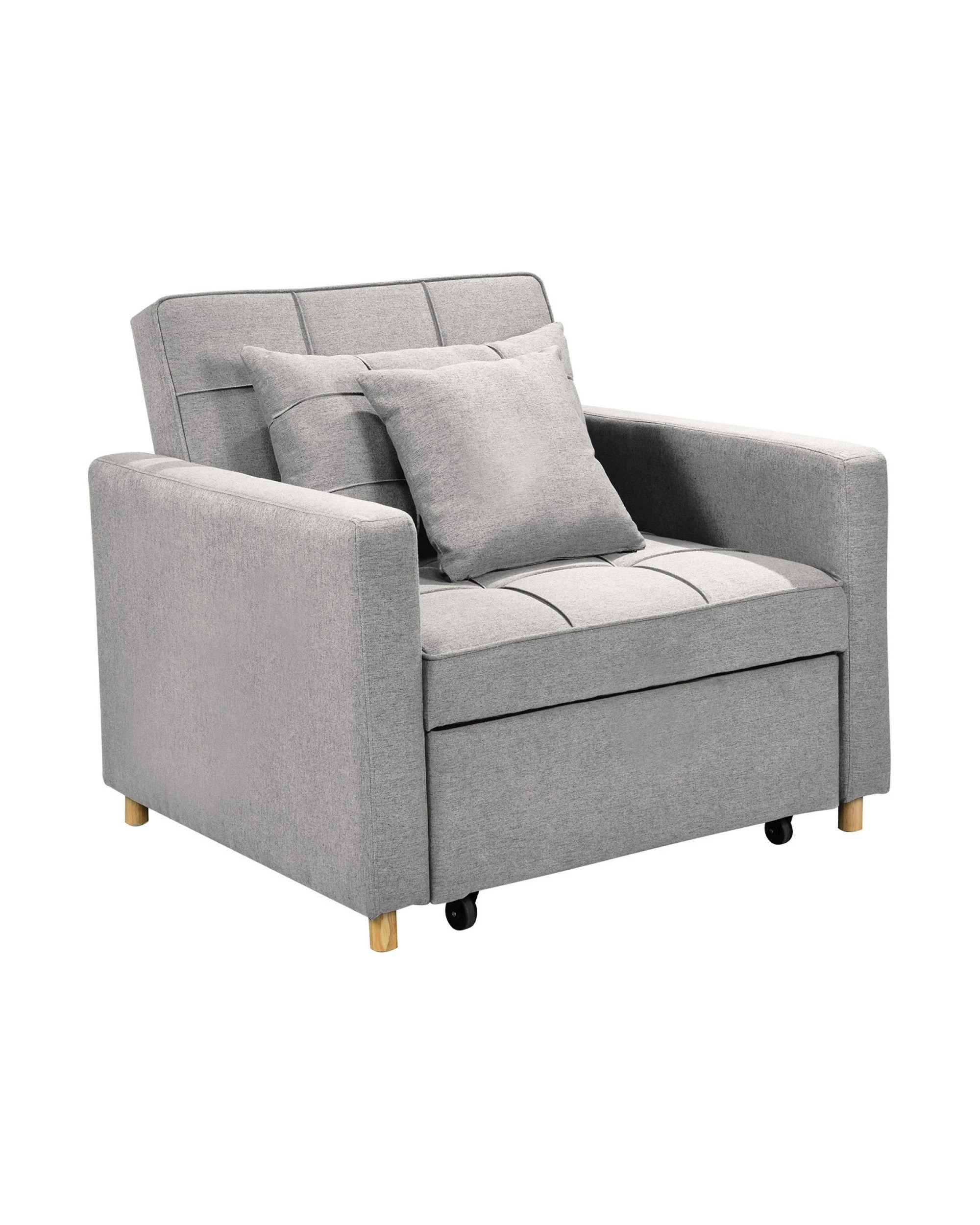 1 Suri 3-in-1 Convertible Sofa Chair Bed Lounger By Sarantino Light Grey, 1 of 10