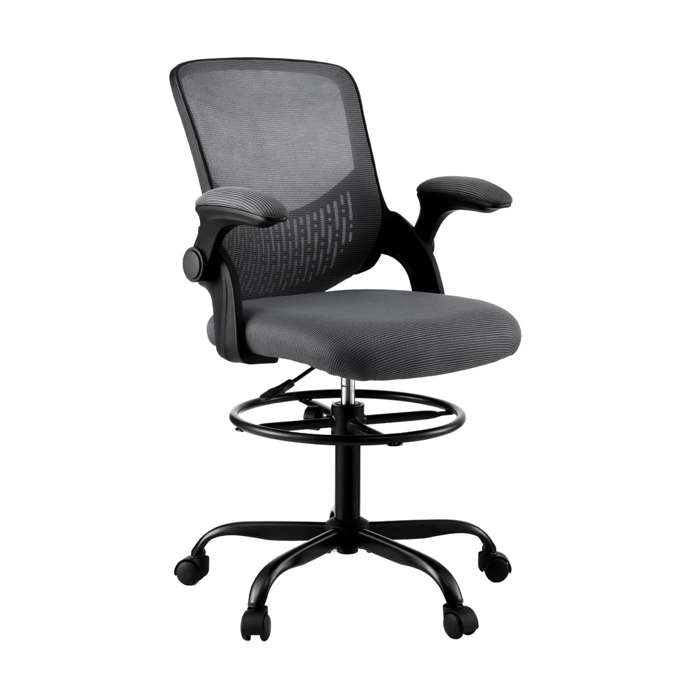 1 Artiss Office Chair Drafting Chairs Stool Computer Desk Studios Mesh - Grey, 1 of 5