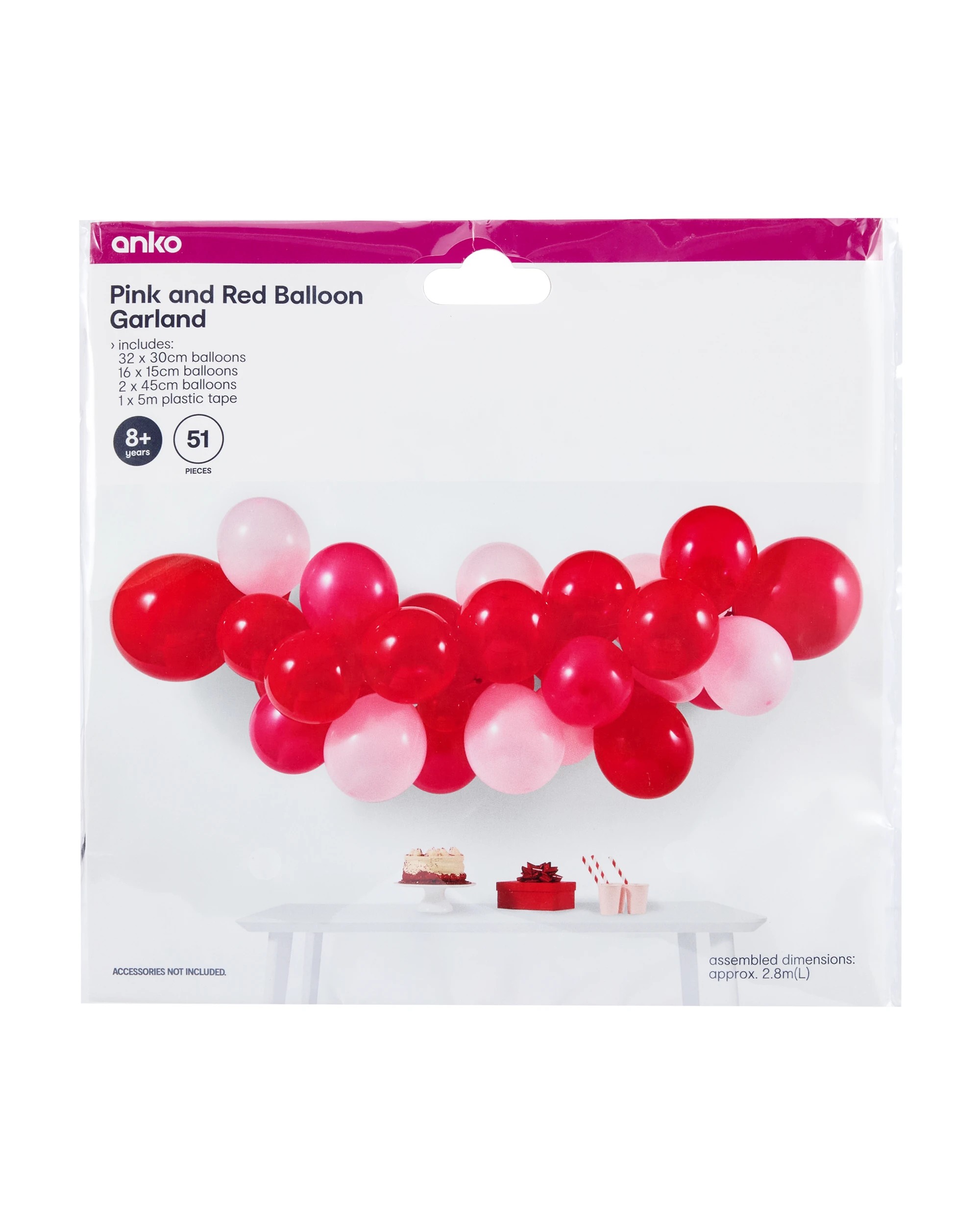 8 51 Piece Pink and Red Balloon Garland, 8 of 8