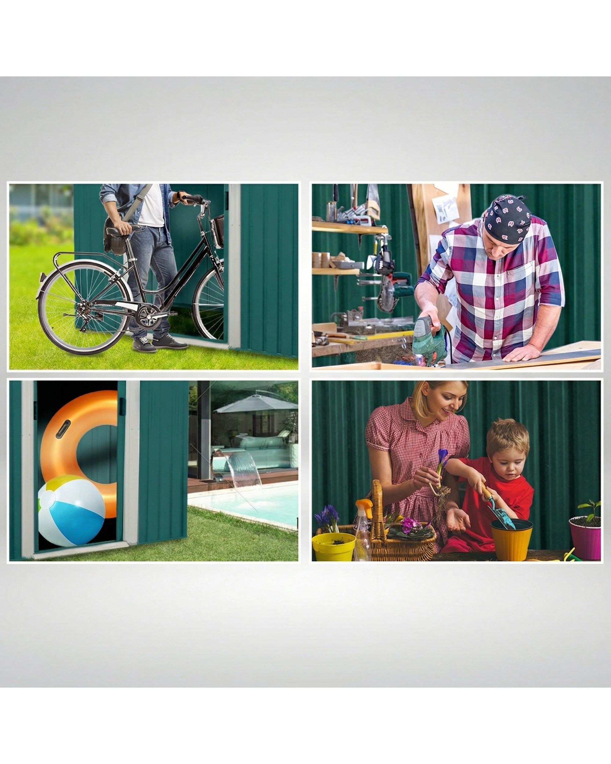 7 Wallaroo 6ft x 8ft Garden Shed Spire Outdoor Storage Shelter Sloped Roof Workshop Tool - Green, 7 of 7