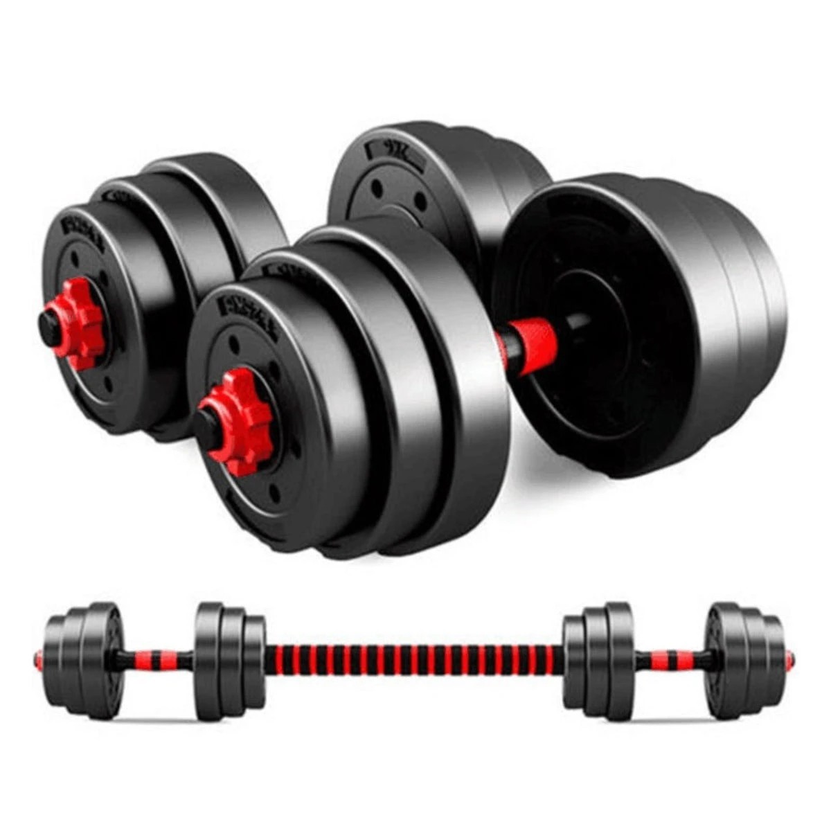 2 Fitness Master 30kg Adjustable Dumbbell Set Barbell Home Gym Workout, 2 of 9