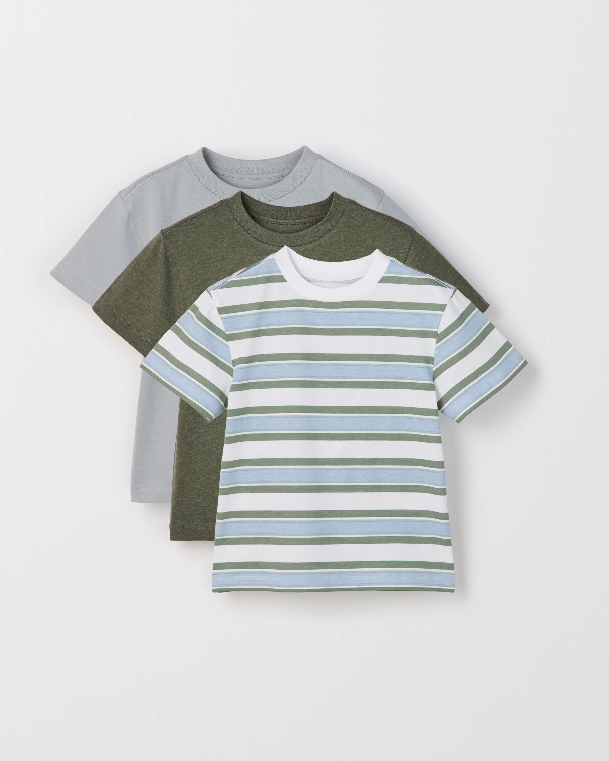 1 Target Kids Australian Cotton Blend 3 Pack T-Shirts STRIPE/GREEN/BLUE, 1 of 5