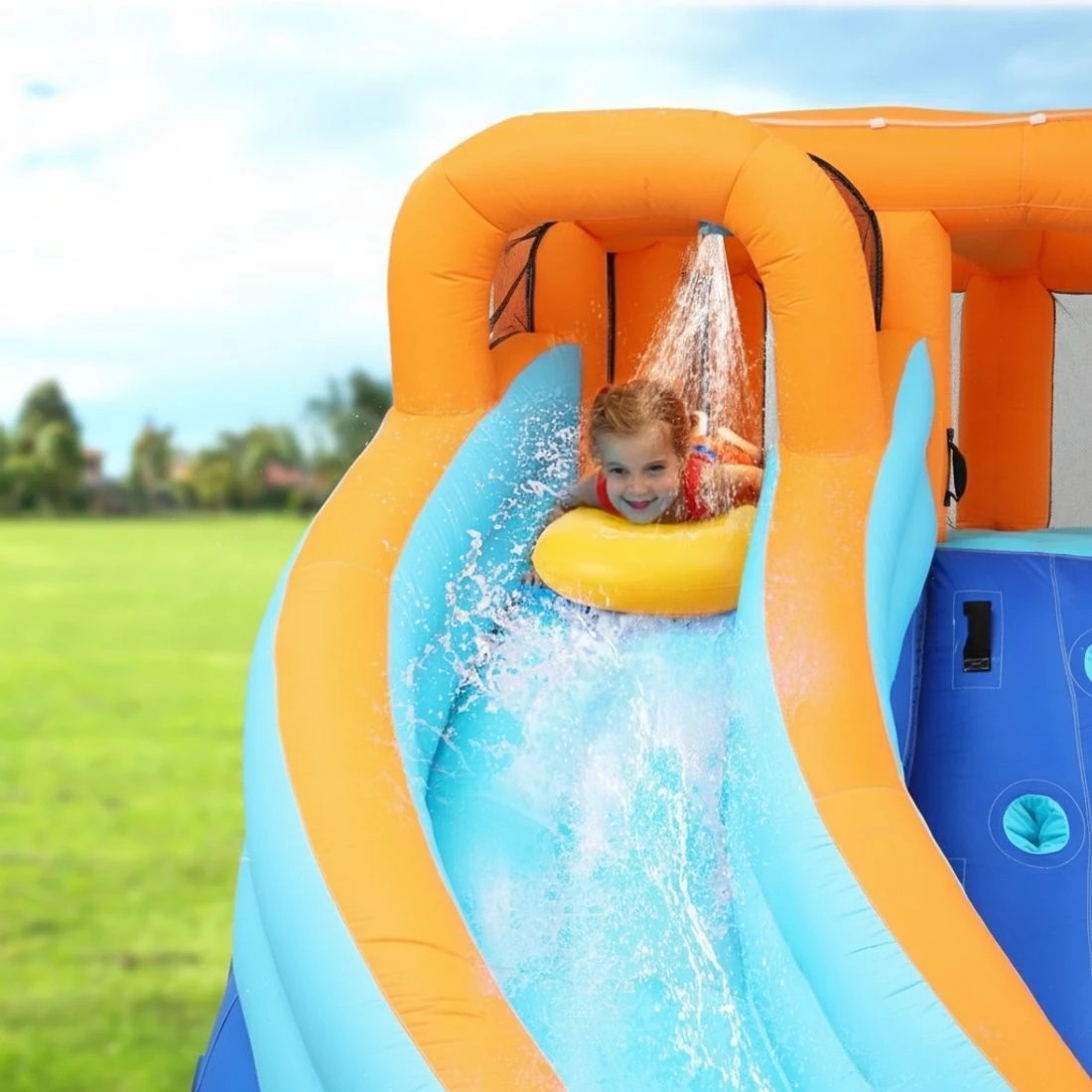 3 AirMyFun Kids Inflatable Pool Water Double Slide Park Jumping Castle 465X390CM - Multi, 3 of 5