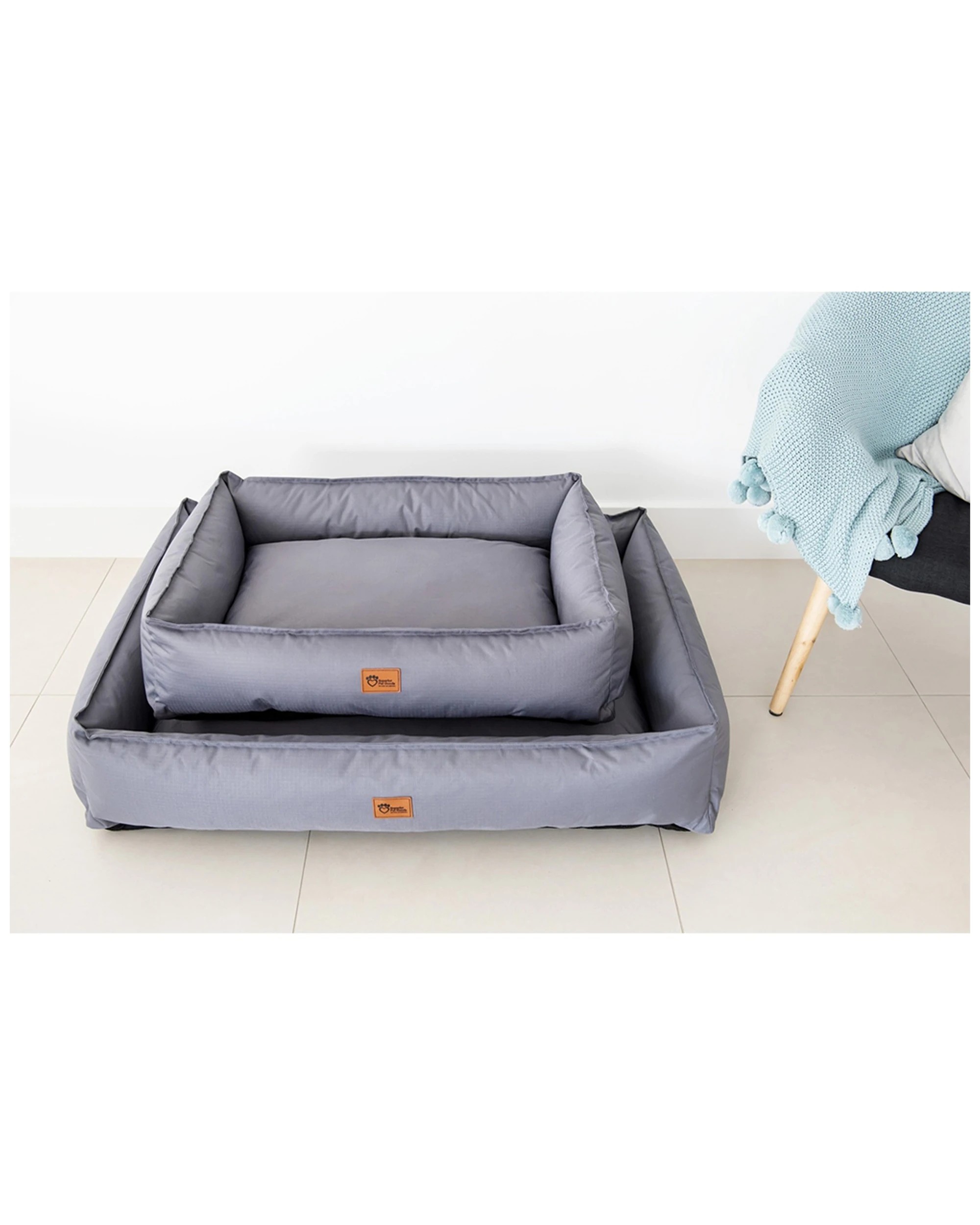 2 SUPERIOR PET GOODS Ripstop Dog Lounger Jumbo Machine Wash Dog Bed Non-Slip Base - Grey, 2 of 3