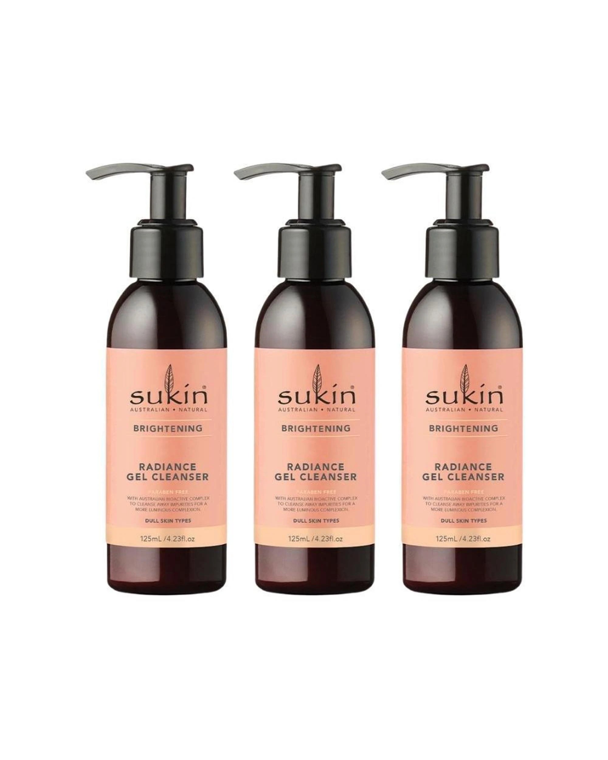 1 3 x Sukin Brightening Radiance Gel Cleanser 125mL, 1 of 1