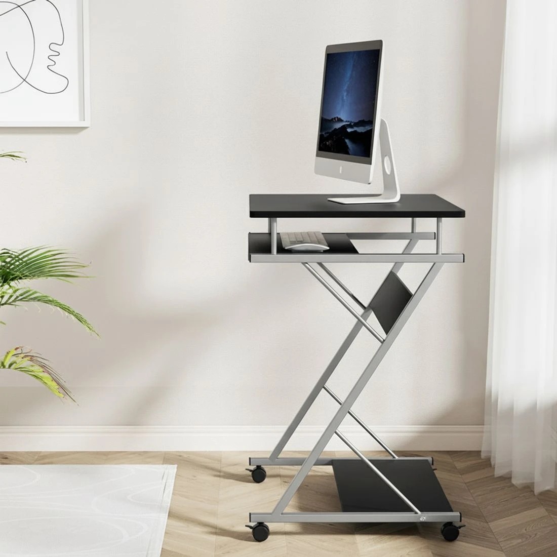 4 Artiss Computer Desk Office Chair Set Desks with Keyboard Shelf Try - Black, 4 of 6