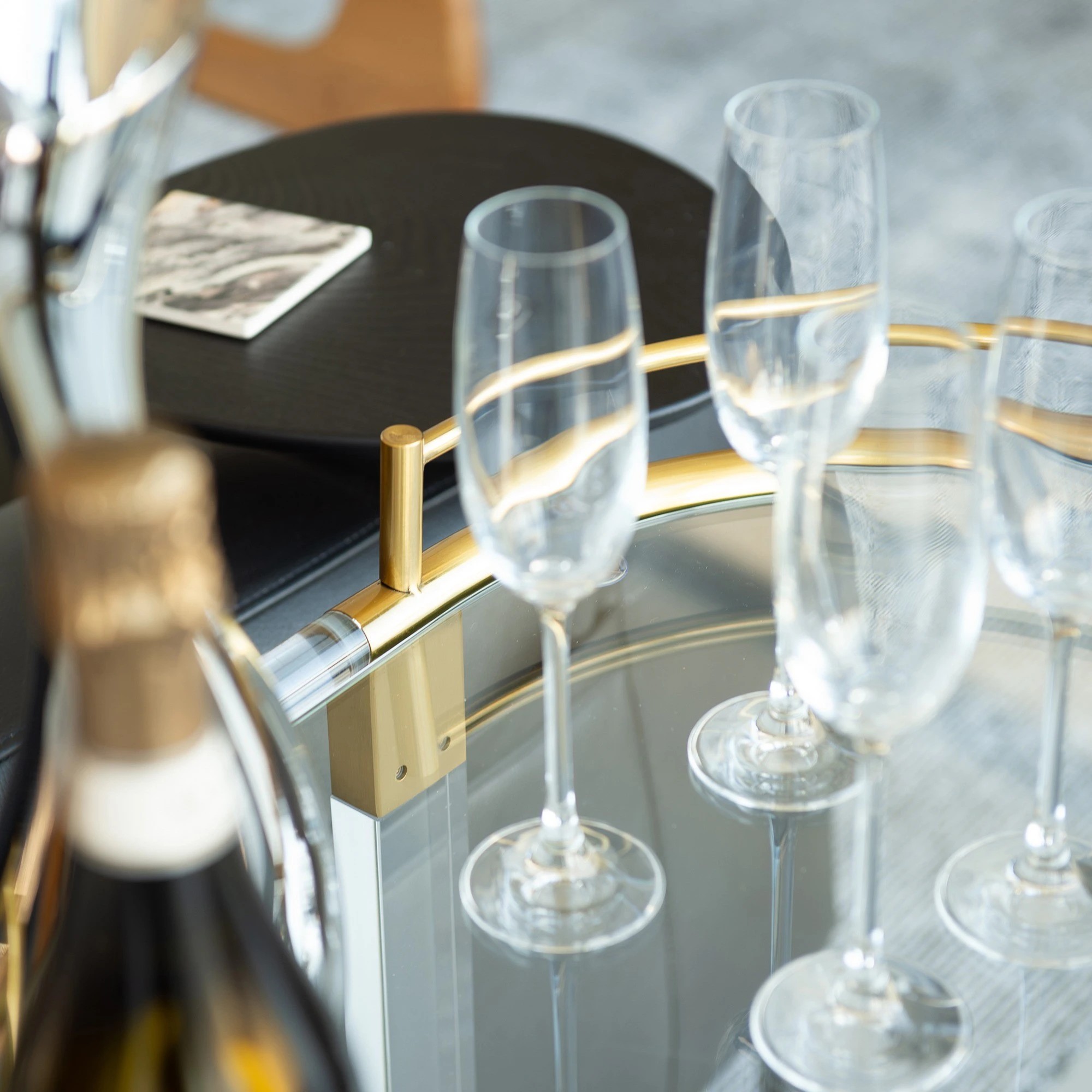 10 SoHo 2 Tier Oval Acrylic Bar Cart - Gold, 10 of 10