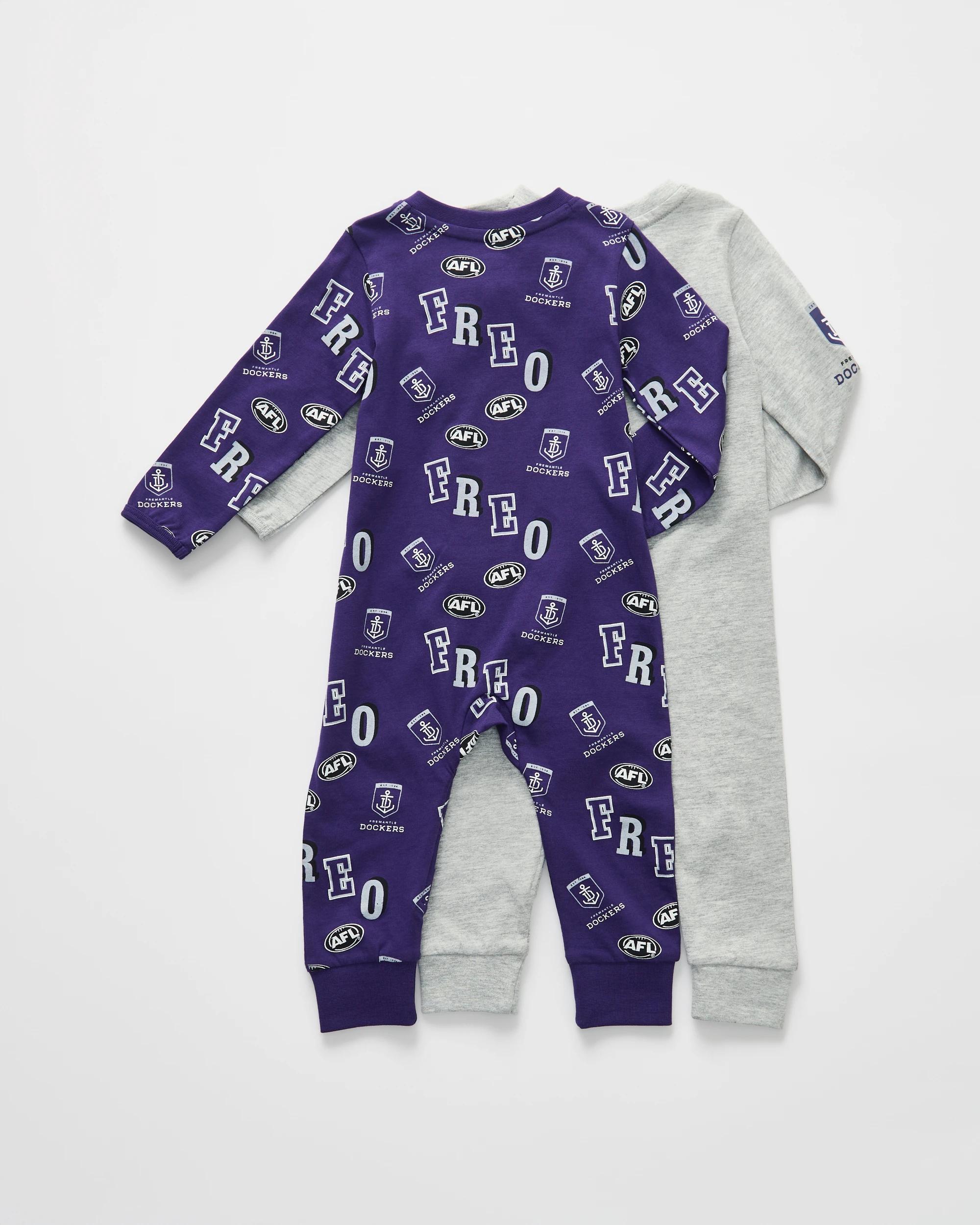2 2 Pack Official AFL Baby Coveralls Fremantle, 2 of 7